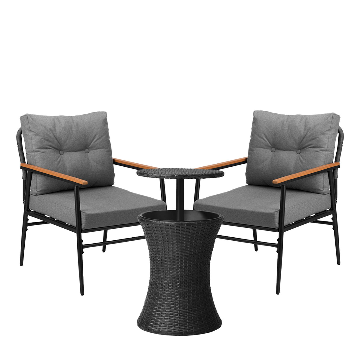 Livsip Outdoor Furniture Lounge Setting Ice Bucket Black Table 2 Seater - Sunyee
