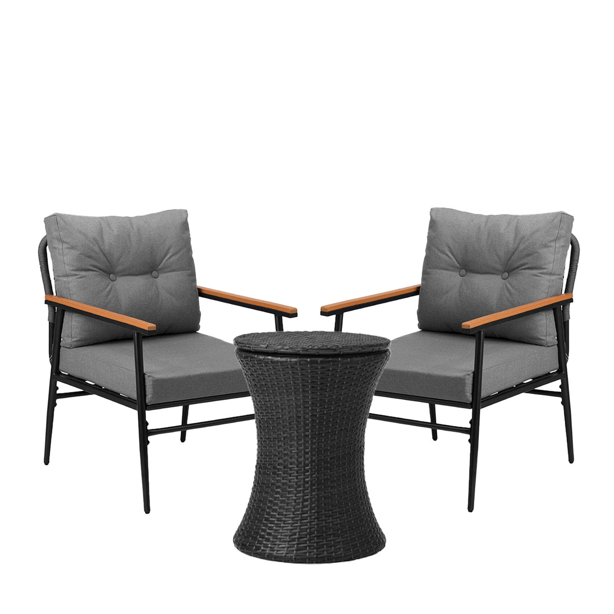 Livsip Outdoor Furniture Lounge Setting Ice Bucket Black Table 2 Seater - Sunyee
