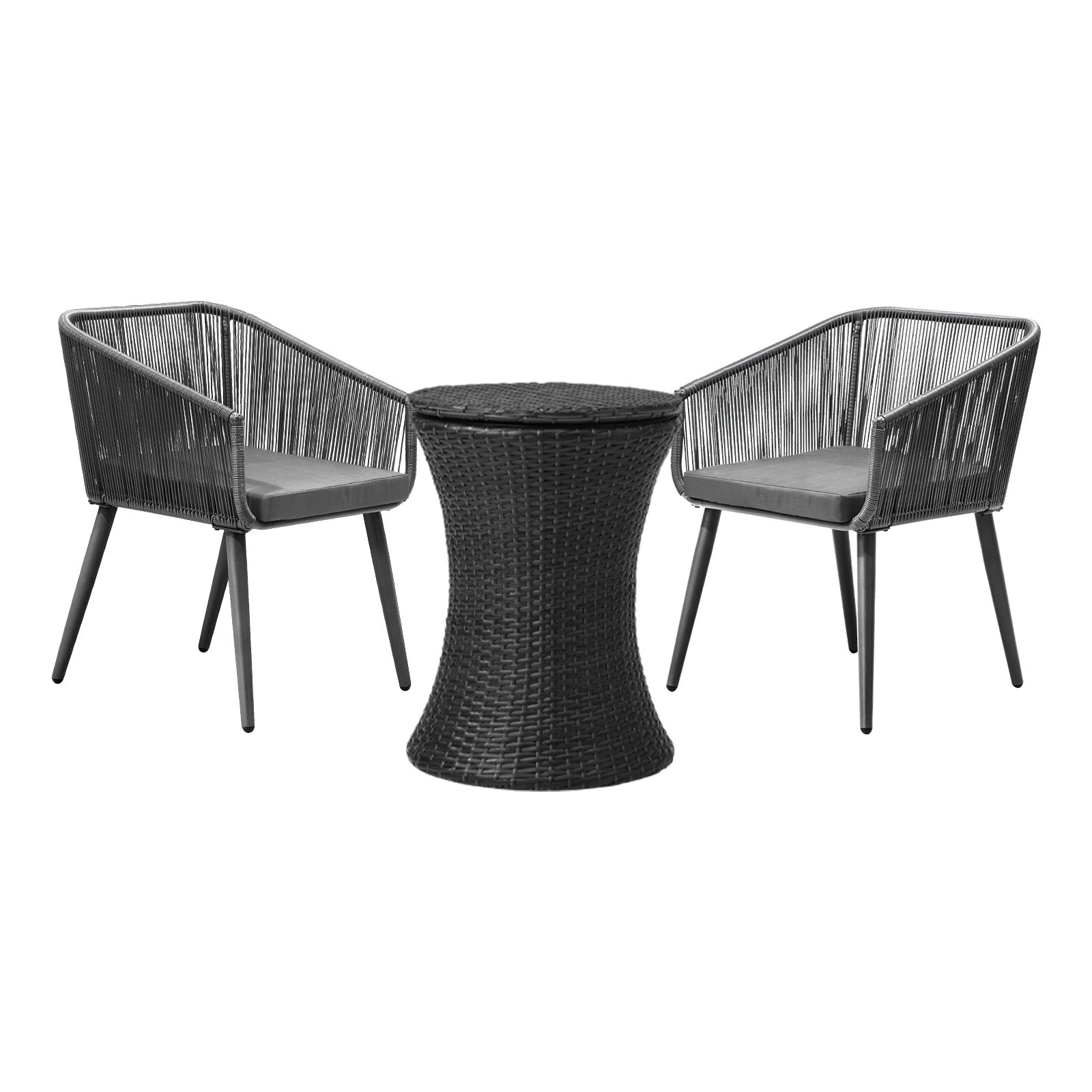 Livsip 3PCS Outdoor Furniture Lounge Setting Ice Bucket Black Adjustable Table - Sunyee