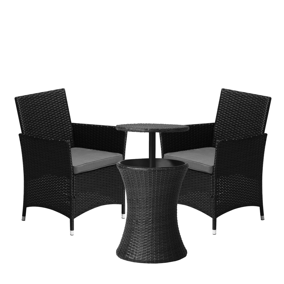 Livsip Outdoor Patio Set Ice Bucket Table Black Bistro Setting 3pcs - Sunyee