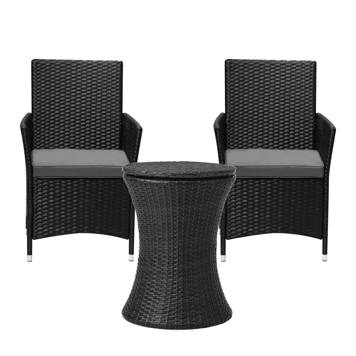 Livsip Outdoor Patio Set Ice Bucket Table Black Bistro Setting 3pcs - Sunyee