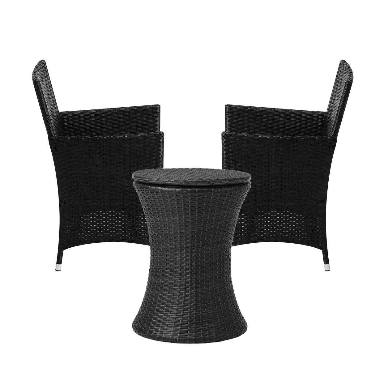 Livsip Outdoor Patio Set Ice Bucket Table Black Bistro Setting 3pcs - Sunyee