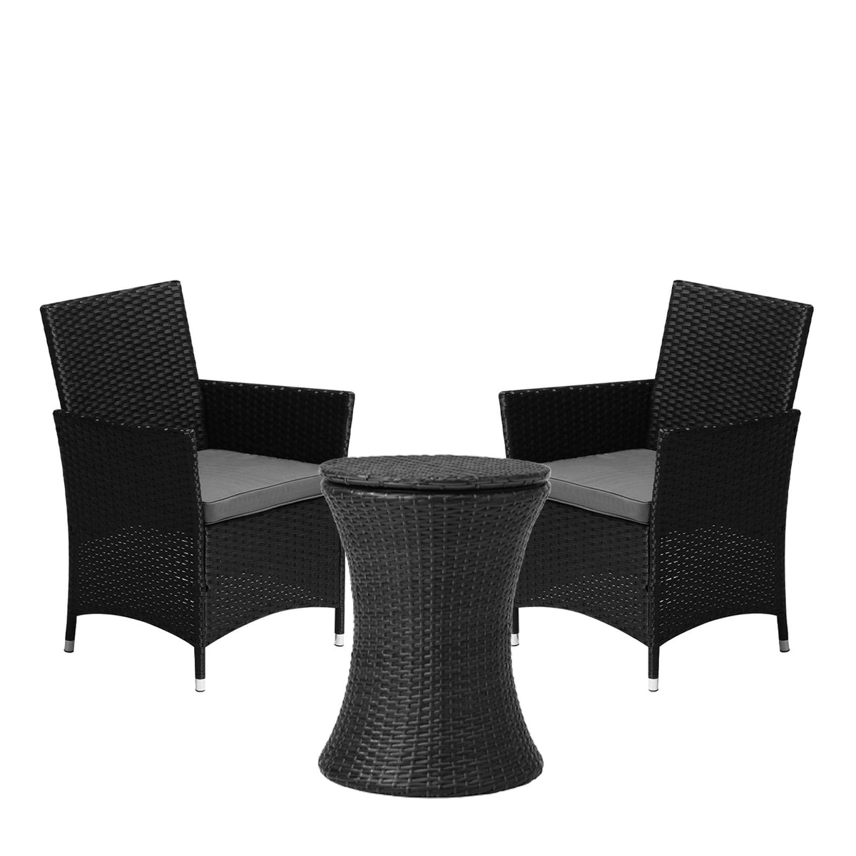 Livsip Outdoor Patio Set Ice Bucket Table Black Bistro Setting 3pcs - Sunyee