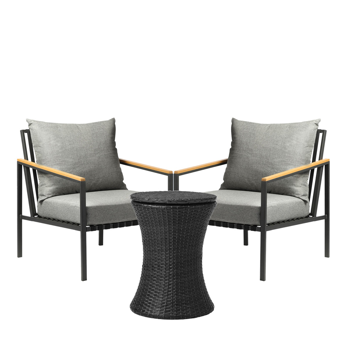 Livsip Outdoor Patio Set Ice Bucket Black Table Sofa Setting 3pcs - Sunyee