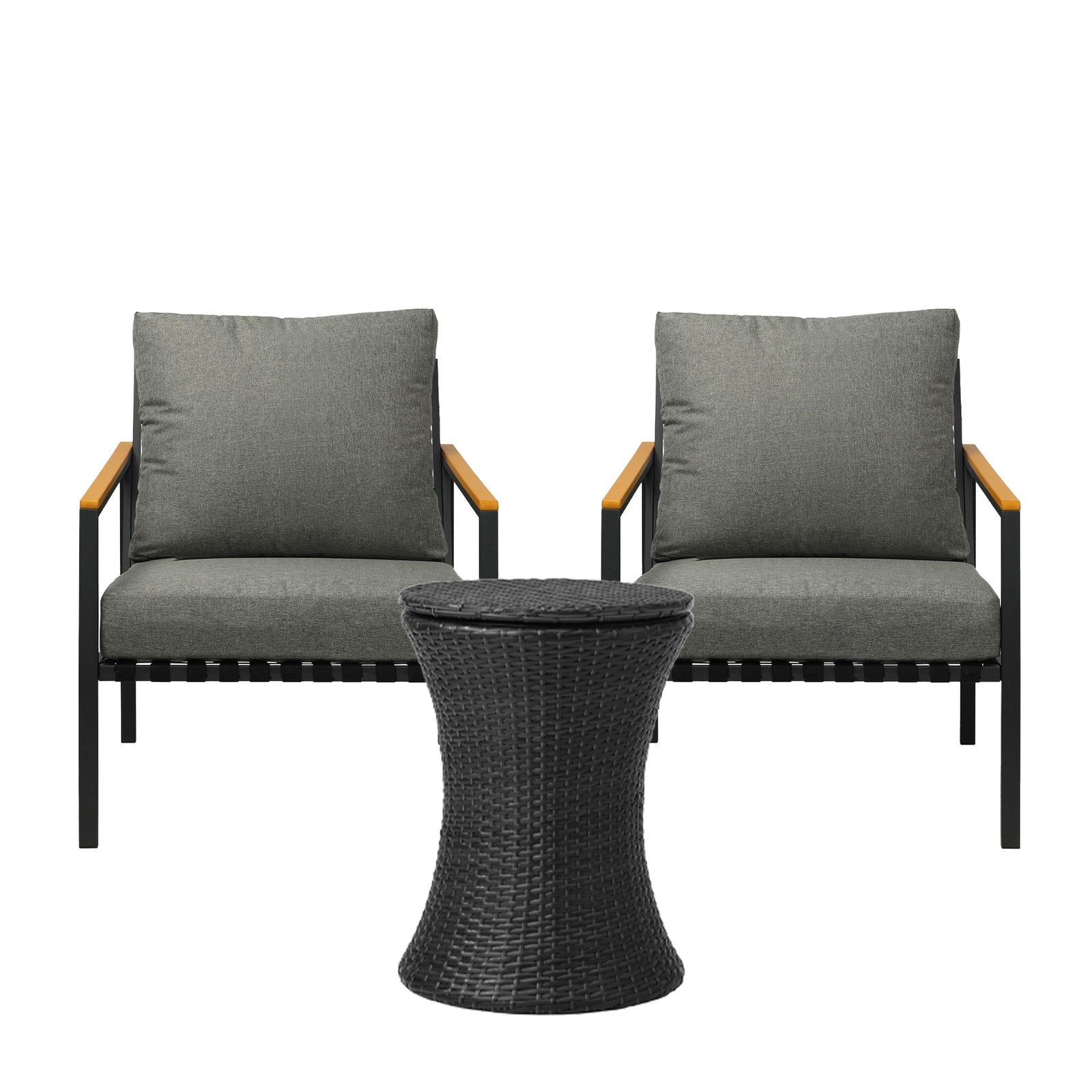 Livsip Outdoor Patio Set Ice Bucket Black Adjustable Table Sofa Setting 3pcs - Sunyee