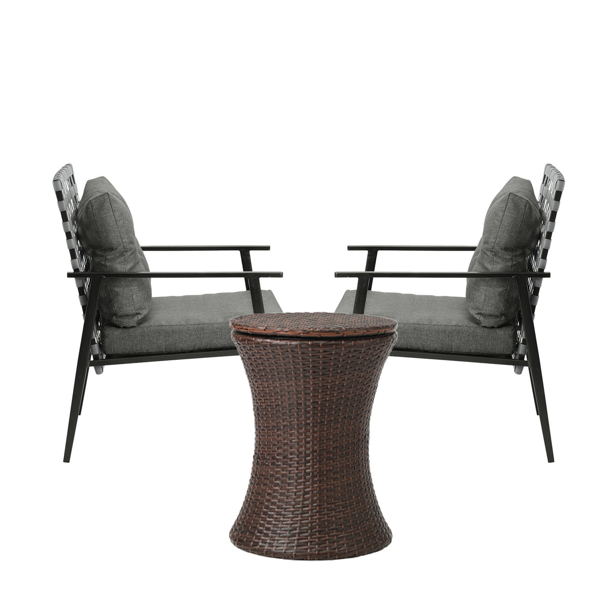 Livsip Outdoor Furniture Setting Ice Bucket Brown Table 2 Seater Bistro Set - Sunyee