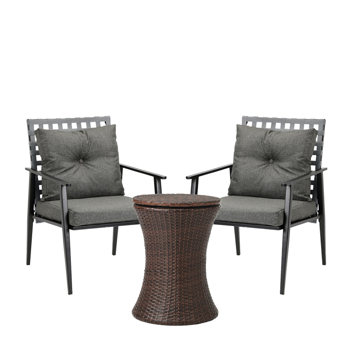 Livsip Outdoor Furniture Setting Ice Bucket Brown Table 2 Seater Bistro Set - Sunyee