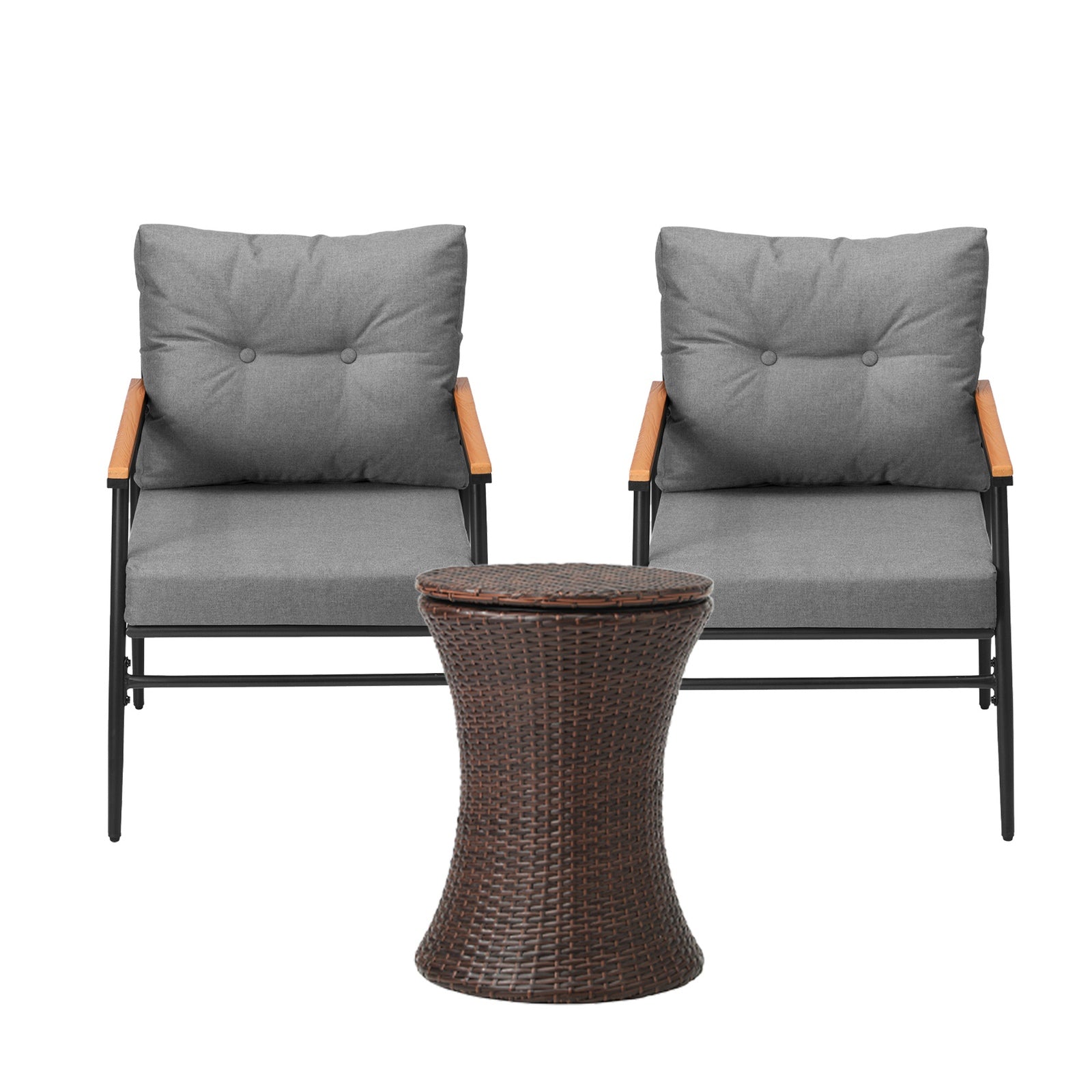 Livsip Outdoor Furniture Lounge Setting Ice Bucket Brown Table 2 Seater - Sunyee