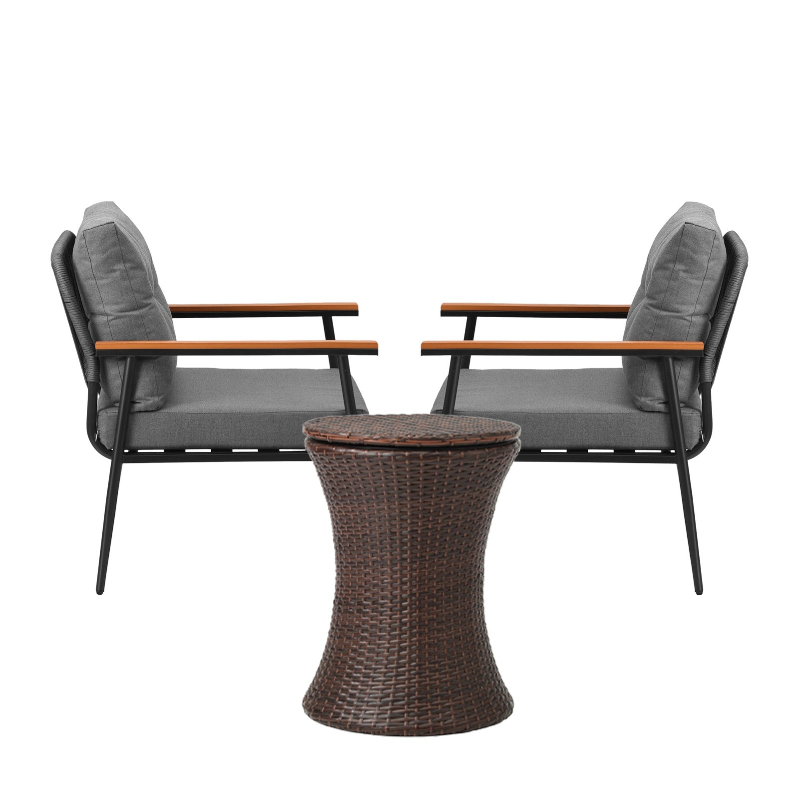 Livsip Outdoor Furniture Lounge Setting Ice Bucket Brown Table 2 Seater - Sunyee