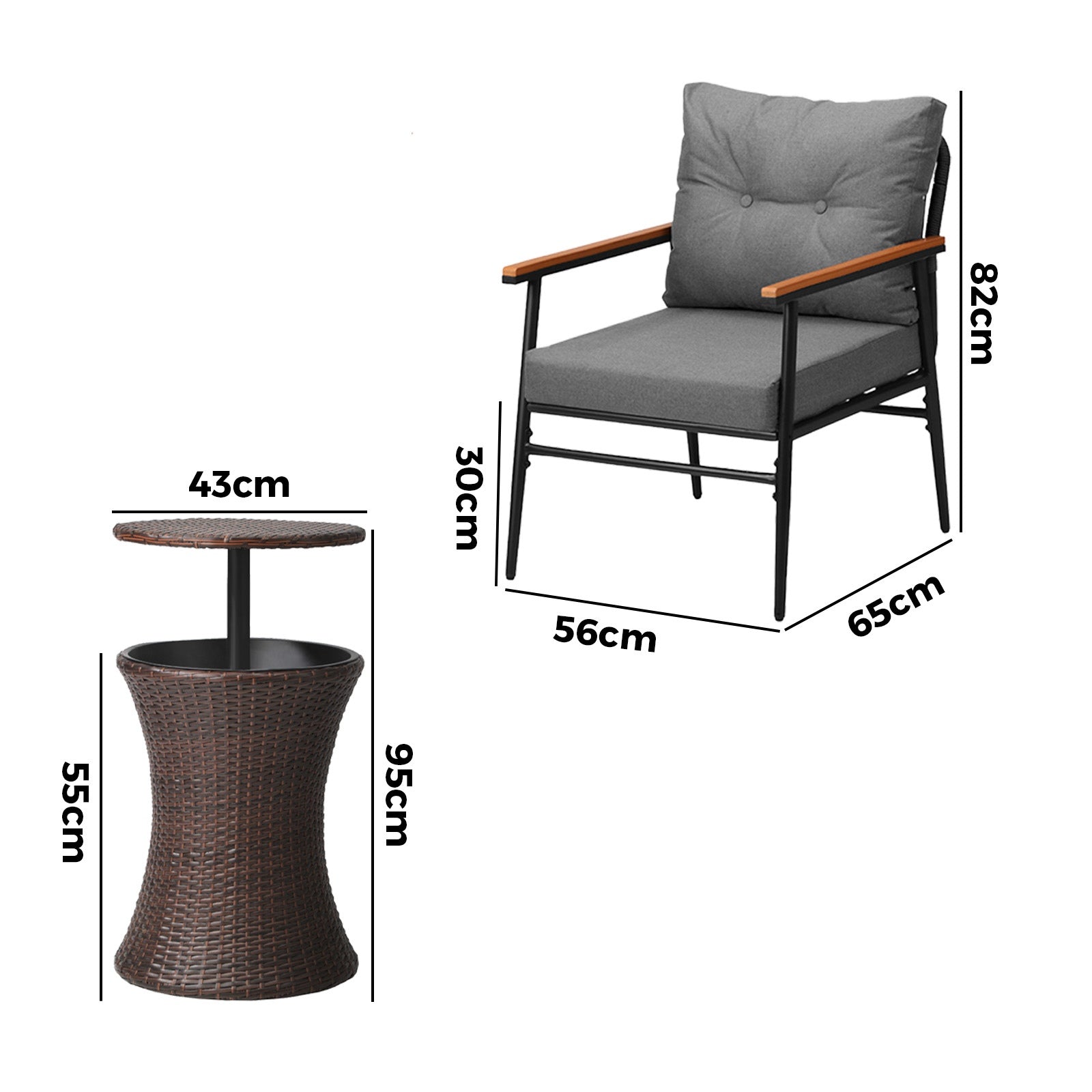 Livsip Outdoor Furniture Lounge Setting Ice Bucket Brown Table 2 Seater - Sunyee