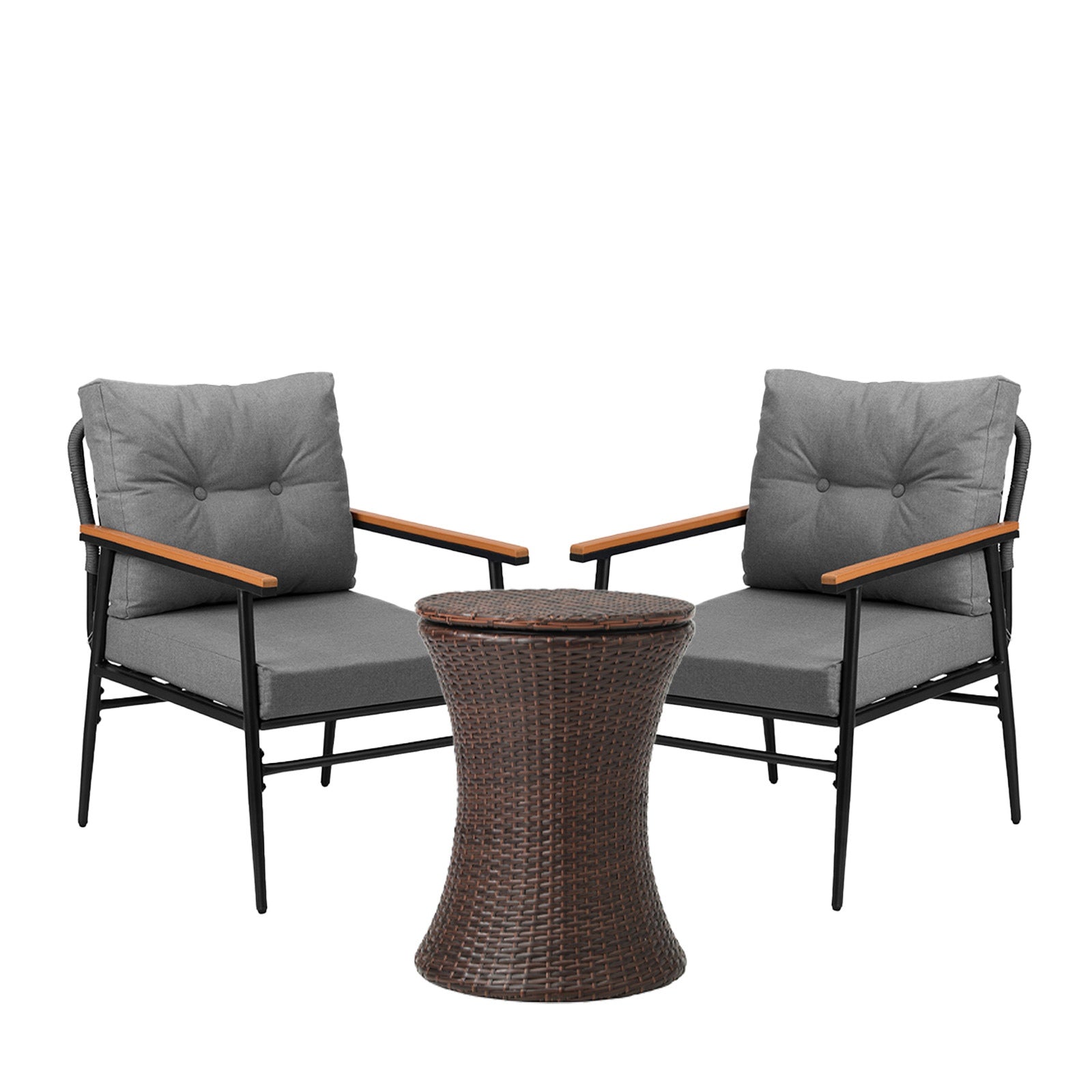 Livsip Outdoor Furniture Lounge Setting Ice Bucket Brown Table 2 Seater - Sunyee