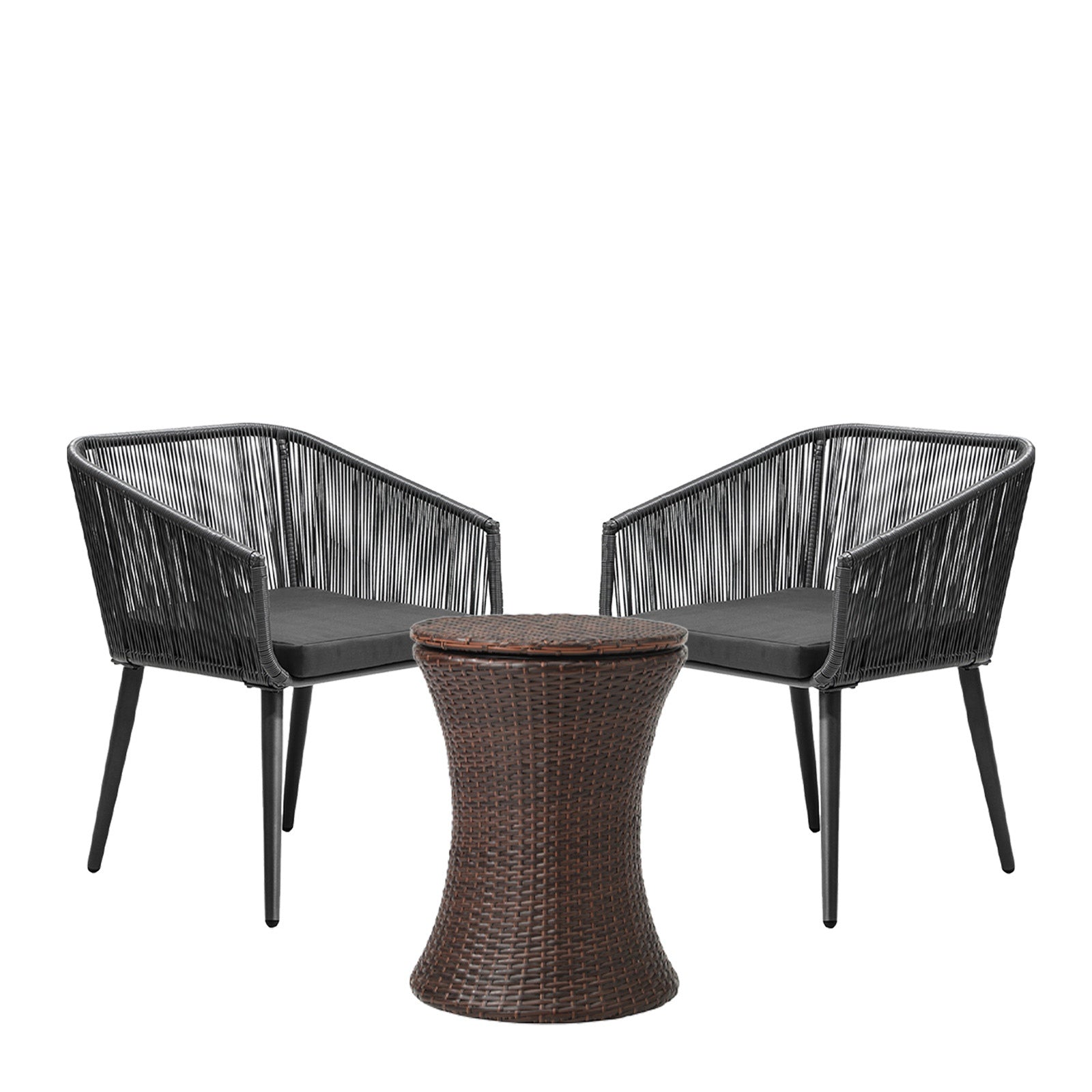 Livsip 3PCS Outdoor Furniture Lounge Setting Ice Bucket Brown Adjustable Table - Sunyee