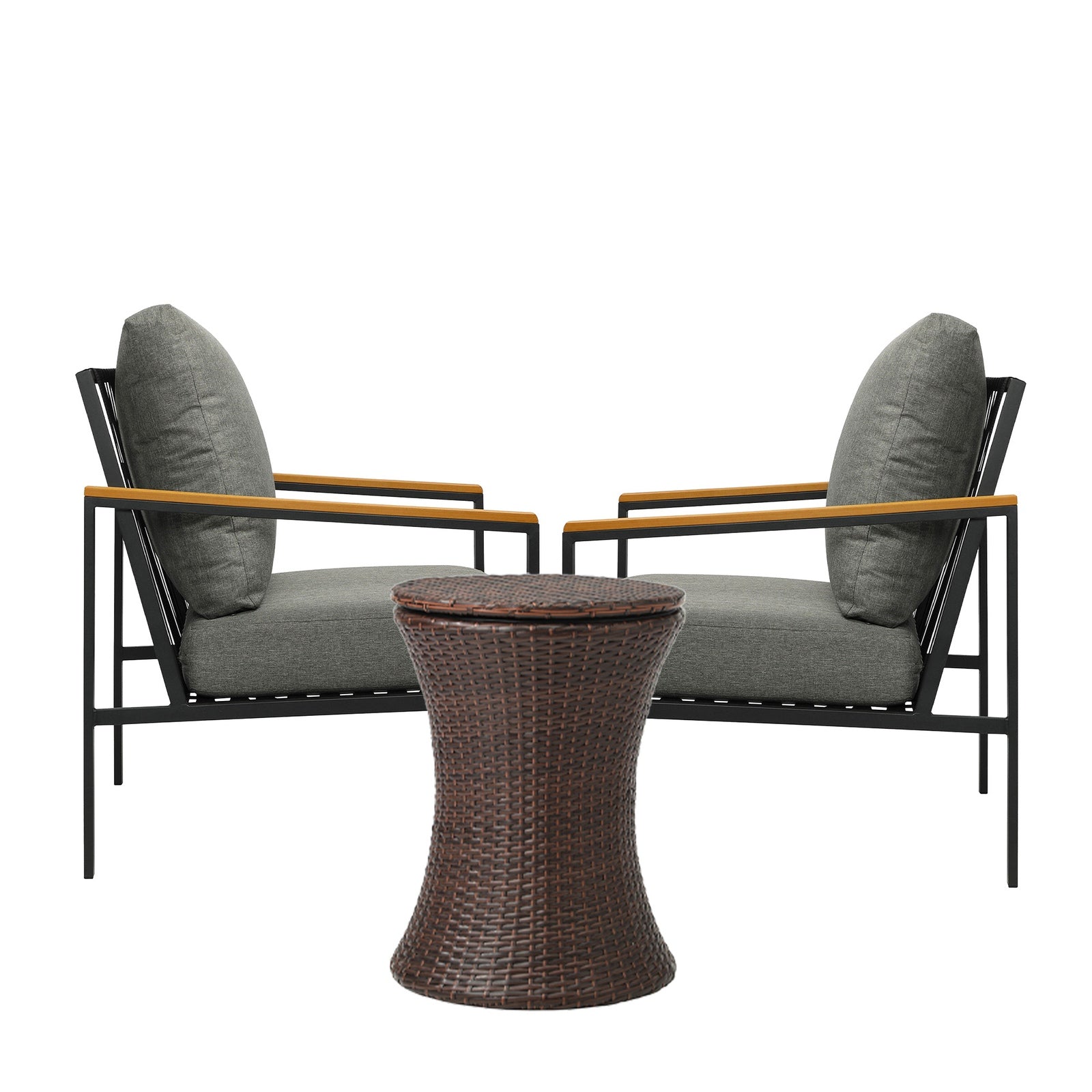 Livsip Outdoor Patio Set Ice Bucket Brown Adjustable Table Sofa Setting 3pcs - Sunyee