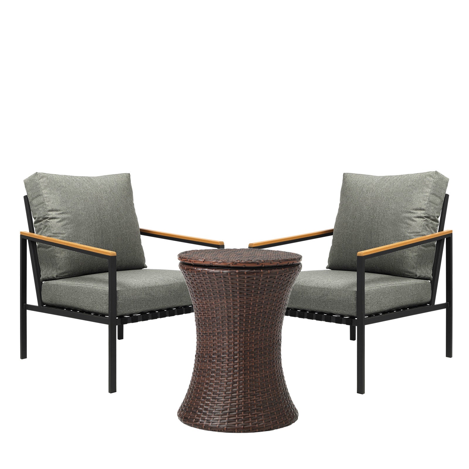 Livsip Outdoor Patio Set Ice Bucket Brown Adjustable Table Sofa Setting 3pcs - Sunyee