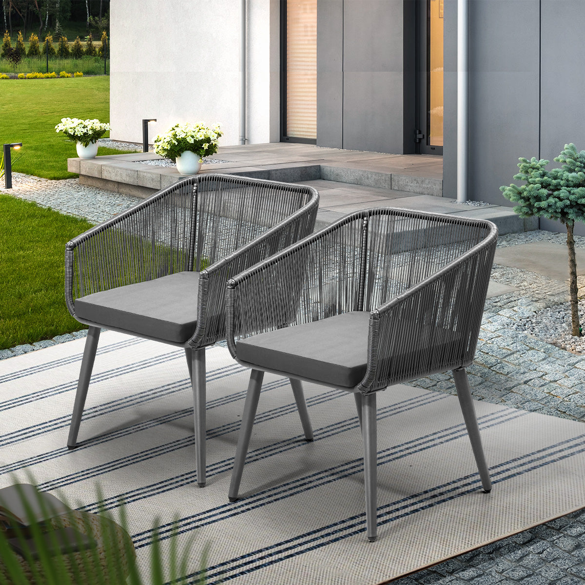 Livsip Outdoor Furniture Lounge Setting Chairs Set of 2 Bistro Patio Garden Set - Sunyee