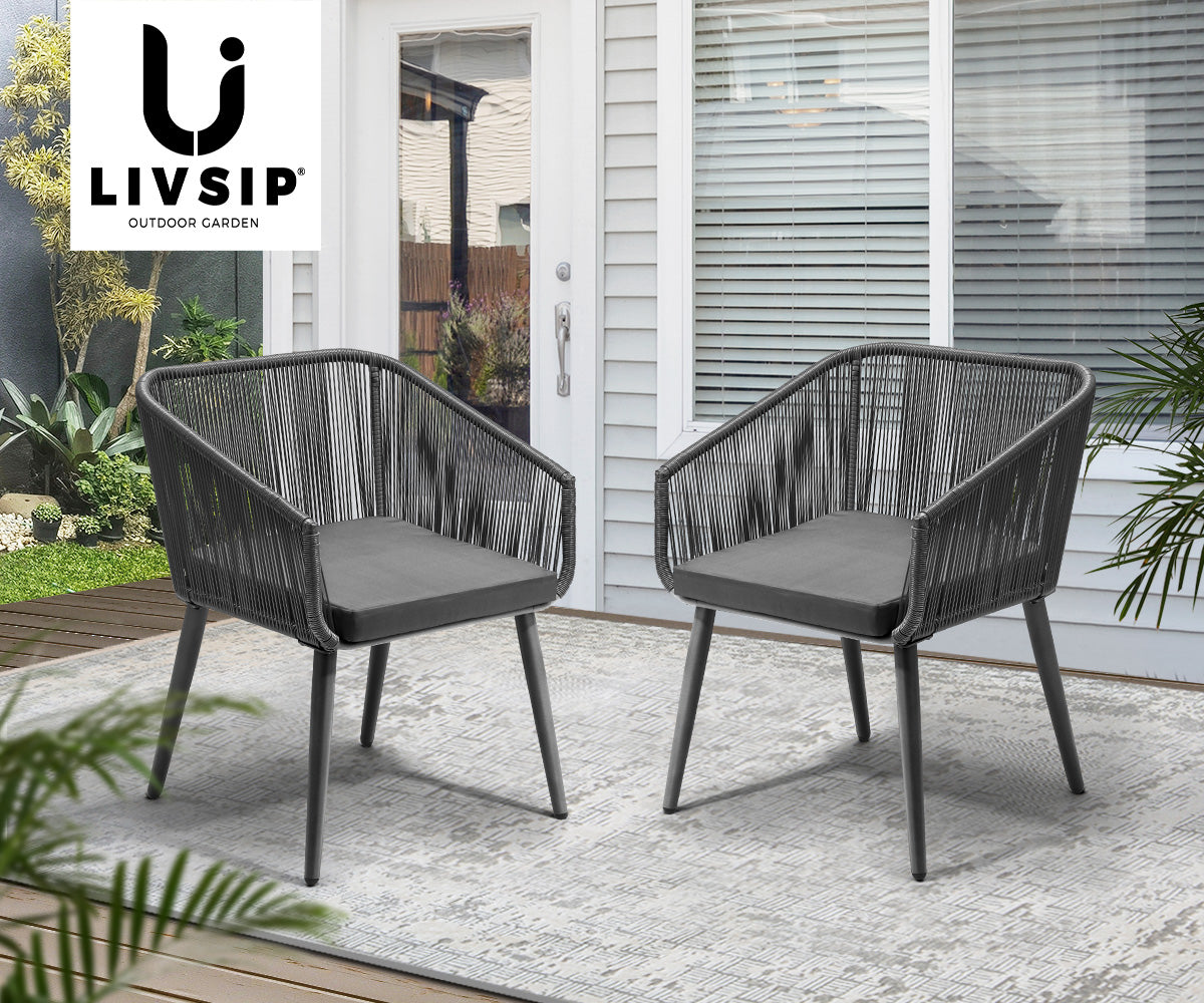 Livsip Outdoor Furniture Lounge Setting Chairs Set of 2 Bistro Patio Garden Set - Sunyee