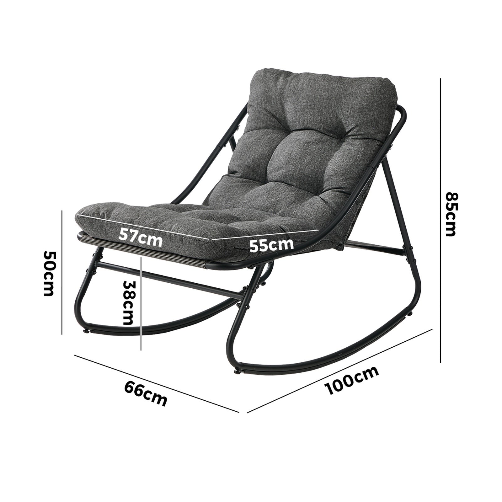 Livsip Outdoor Rocking Chair Garden Lounge Textilene Patio Furniture Grey