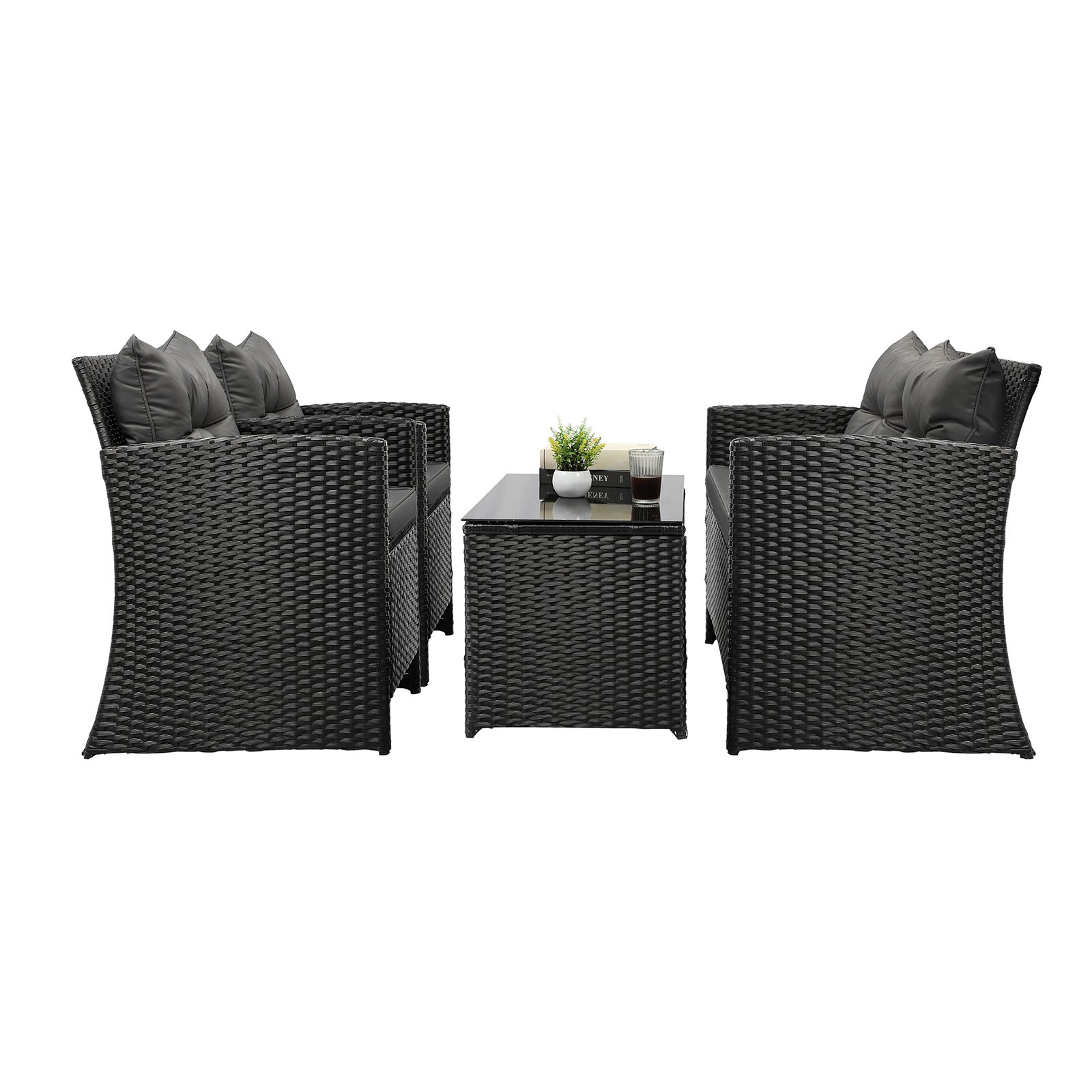 Livsip Outdoor Furniture Lounge Setting Wicker Sofa Chair Table Garden Patio Set - Sunyee