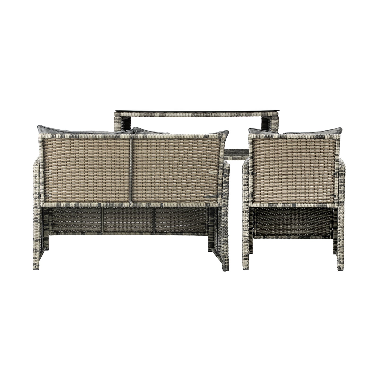 Livsip Outdoor Sofa Set Patio Furniture Wicker Table Chair Garden Lounge 4Piece - Sunyee