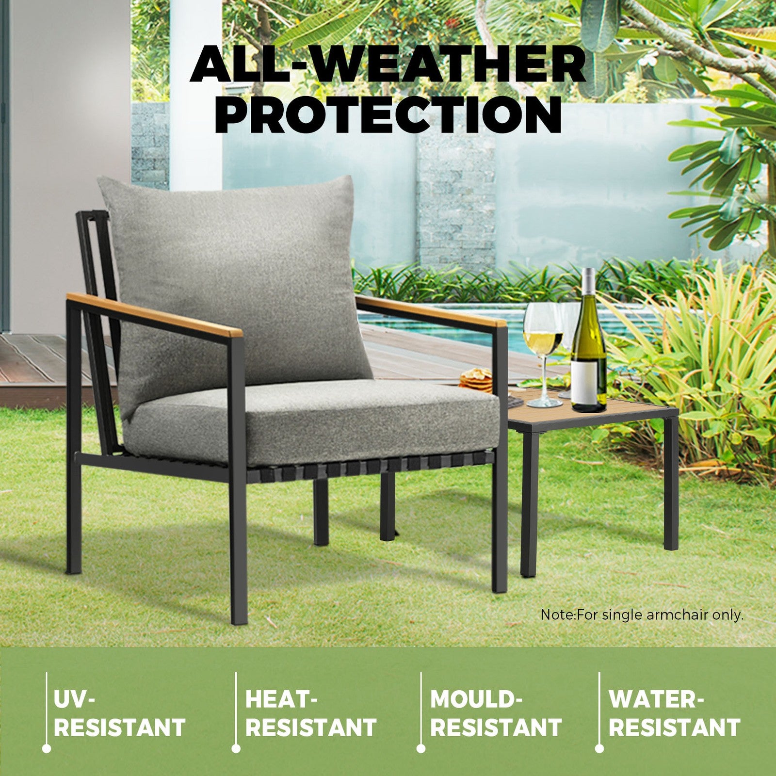 Livsip Outdoor Lounge Chairs Patio Furniture Garden Sofa with Cushions Set of 2 - Sunyee