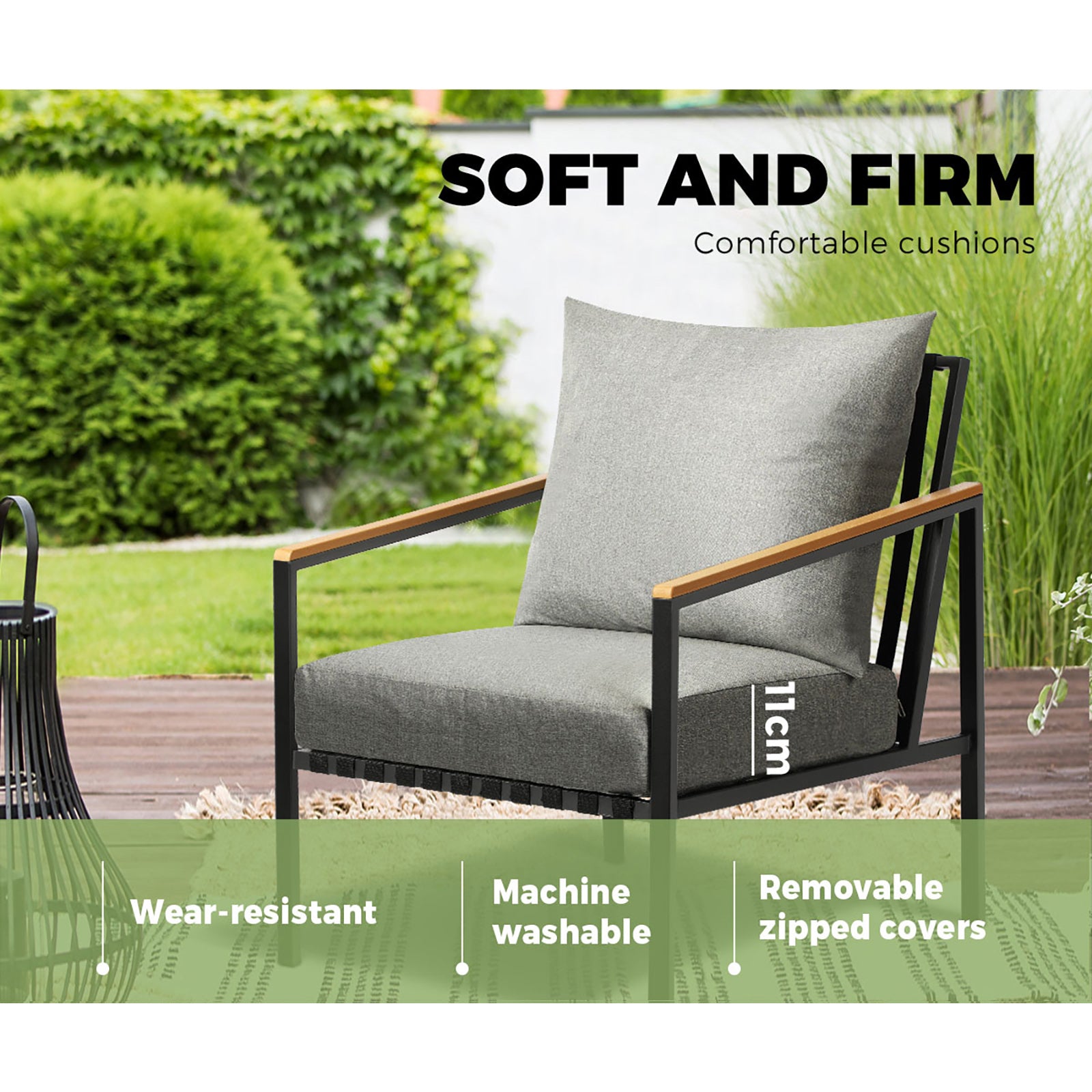 Livsip Outdoor Lounge Chairs Patio Furniture Garden Sofa with Cushions Set of 2 - Sunyee