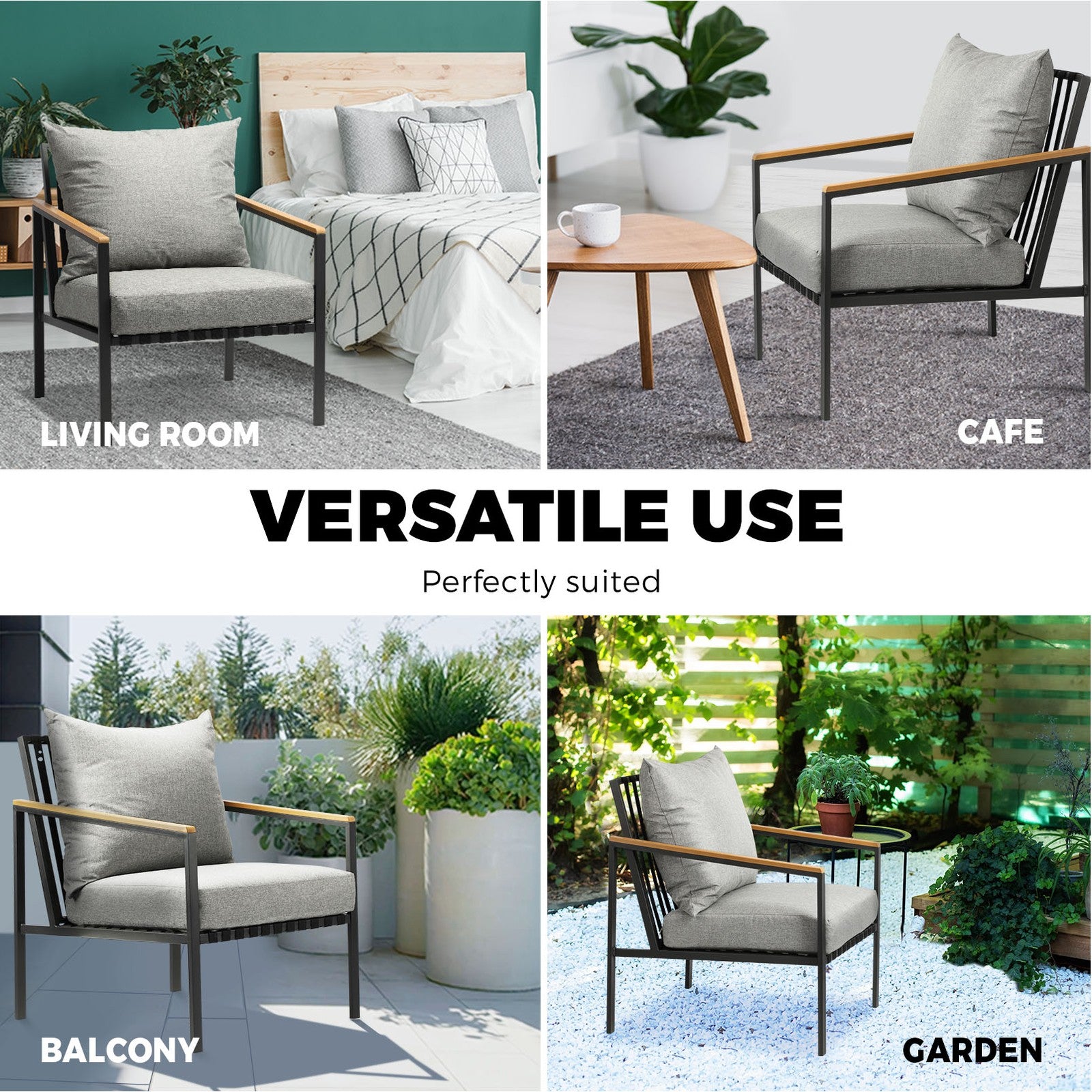 Livsip Outdoor Lounge Chairs Patio Furniture Garden Sofa with Cushions Set of 2 - Sunyee