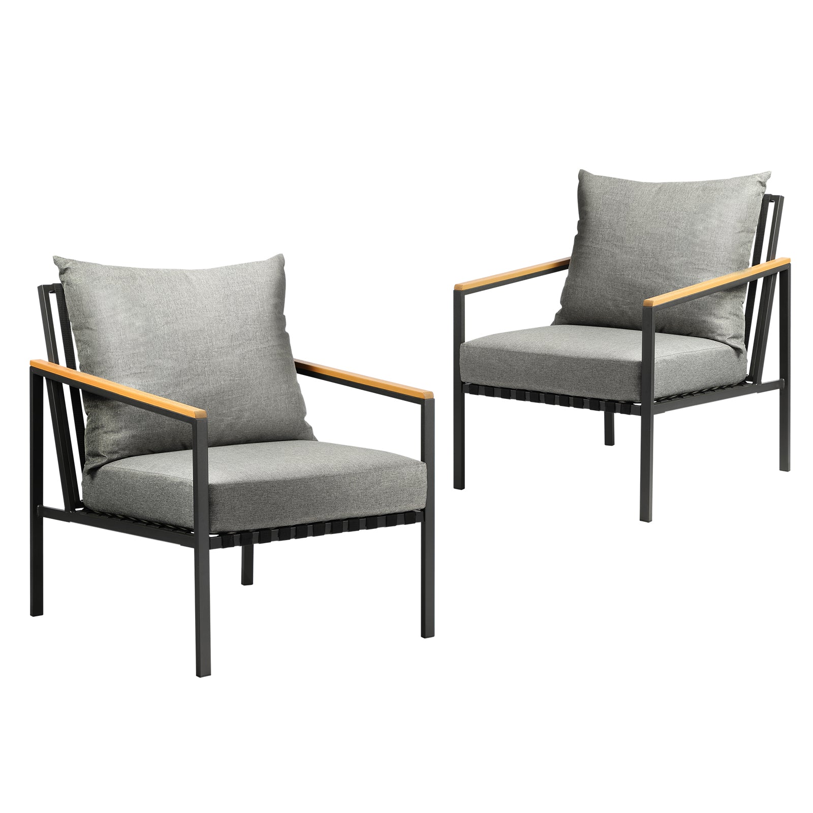 Livsip Outdoor Lounge Chairs Patio Furniture Garden Sofa with Cushions Set of 2 - Sunyee