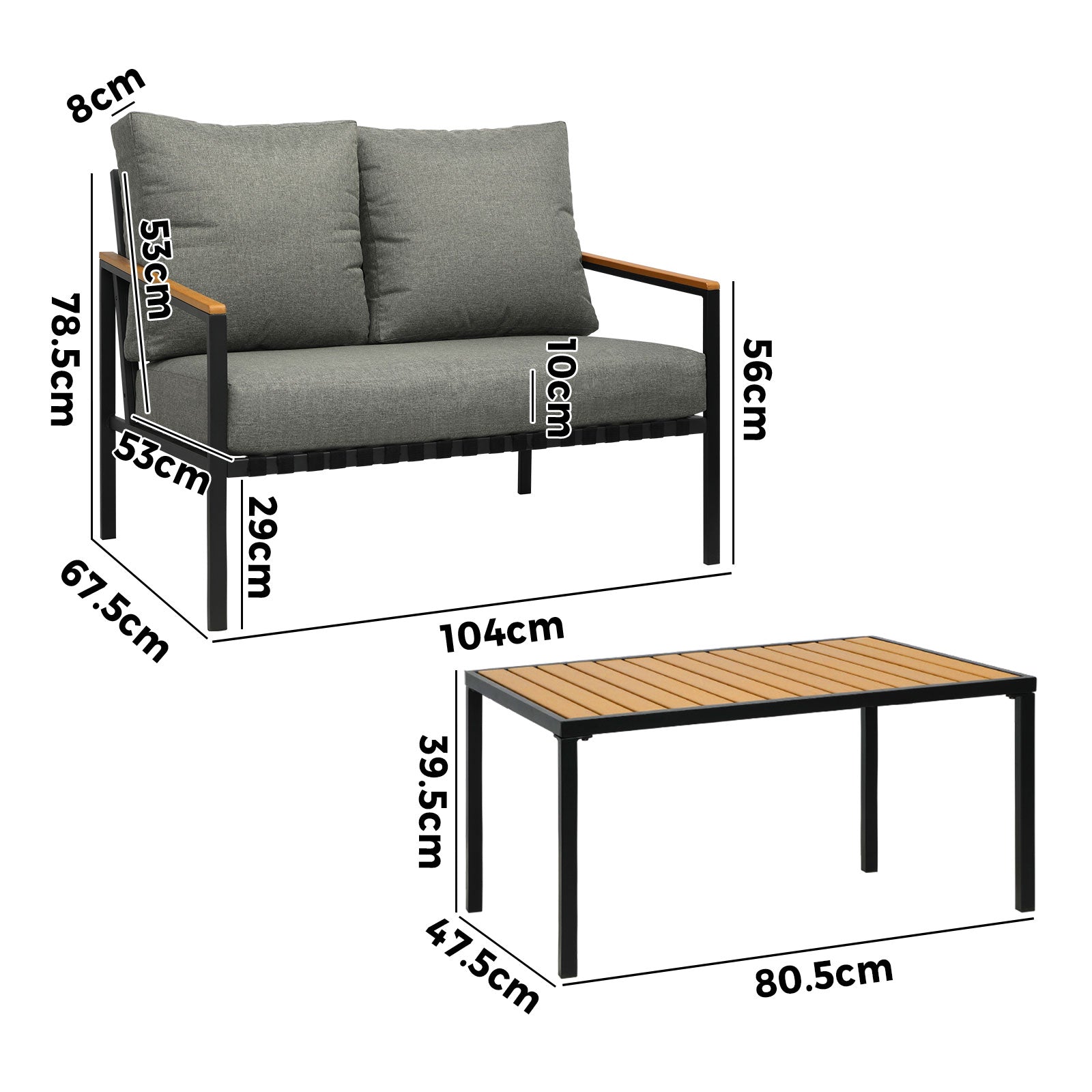 Livsip Outdoor Furniture 2-Piece Dining Set Lounge Patio Chairs Table Setting - Sunyee