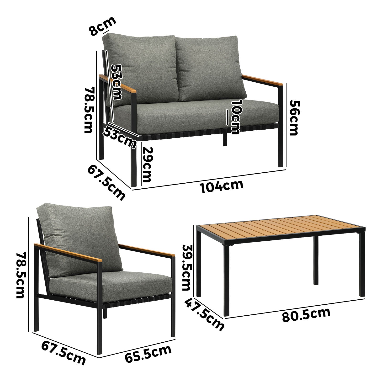 Livsip Outdoor Furniture 4-Piece Setting Bistro Set Dining Chairs Patio Setting - Sunyee
