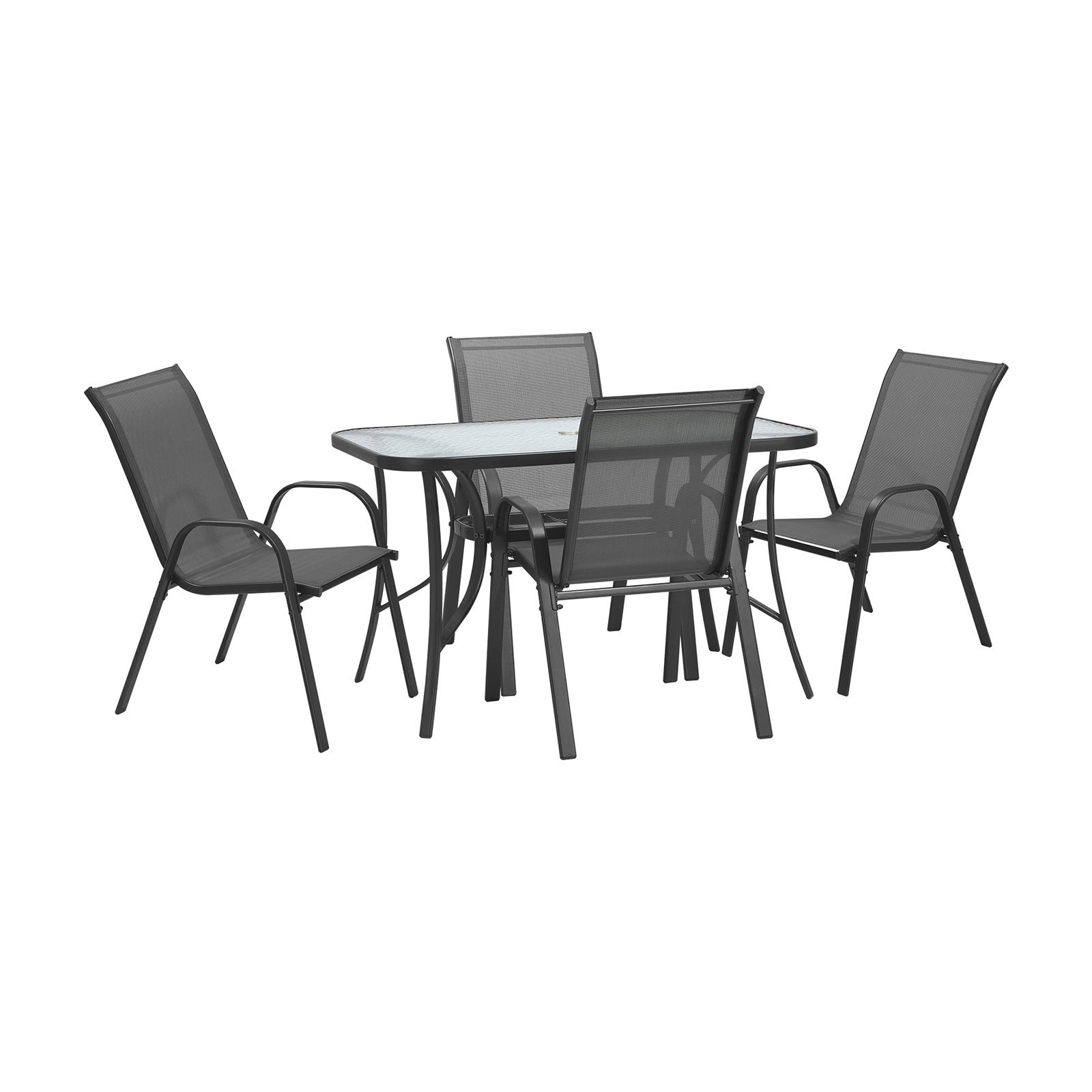Livsip 5PCS Outdoor Dining Setting 120cm Table Patio Furniture Bistro Set Grey - Sunyee