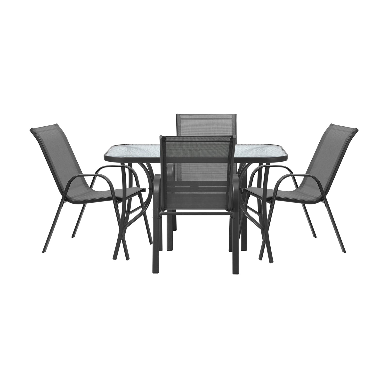 Livsip 5PCS Outdoor Dining Setting 120cm Table Patio Furniture Bistro Set Grey - Sunyee