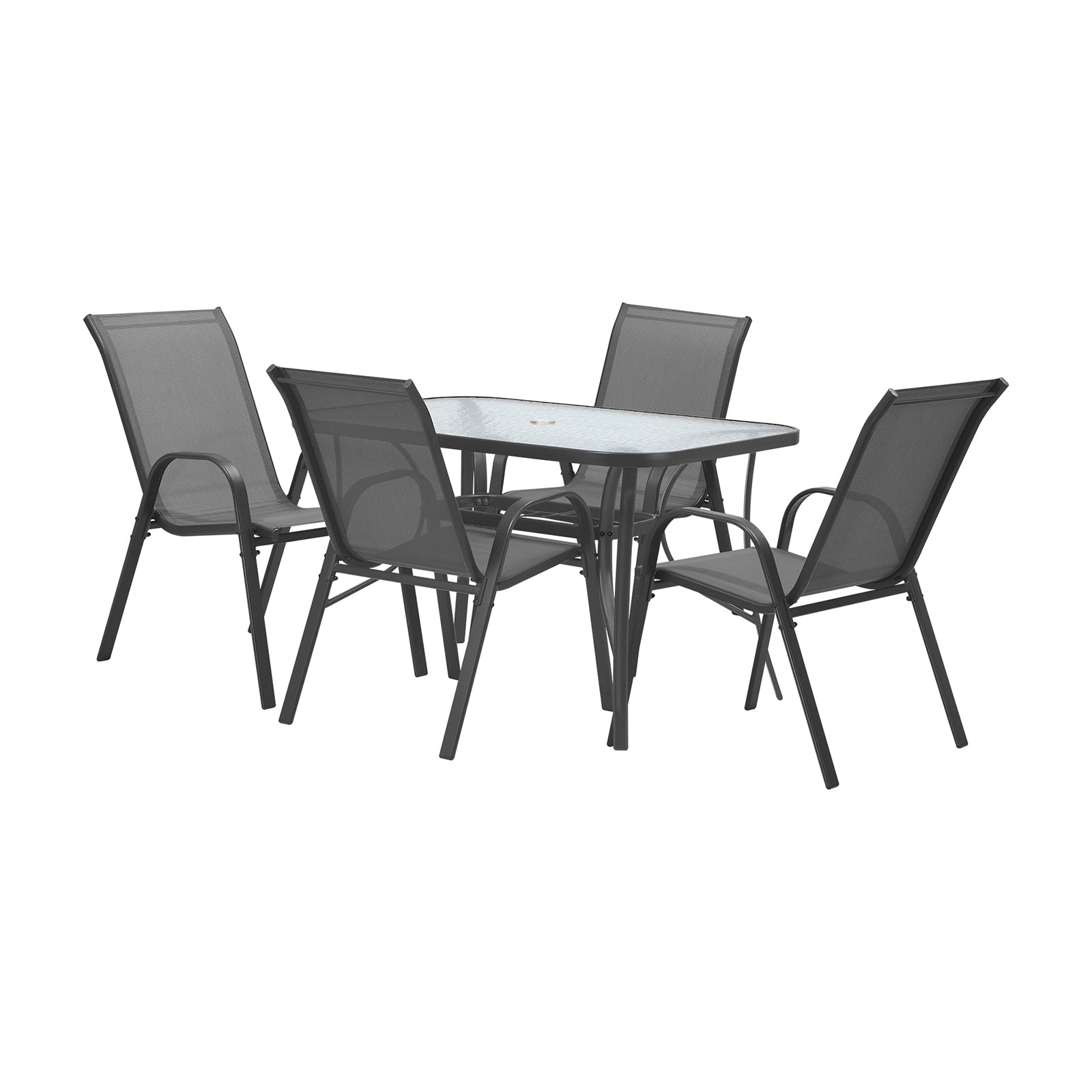Livsip 5PCS Outdoor Dining Setting 120cm Table Patio Furniture Bistro Set Grey - Sunyee