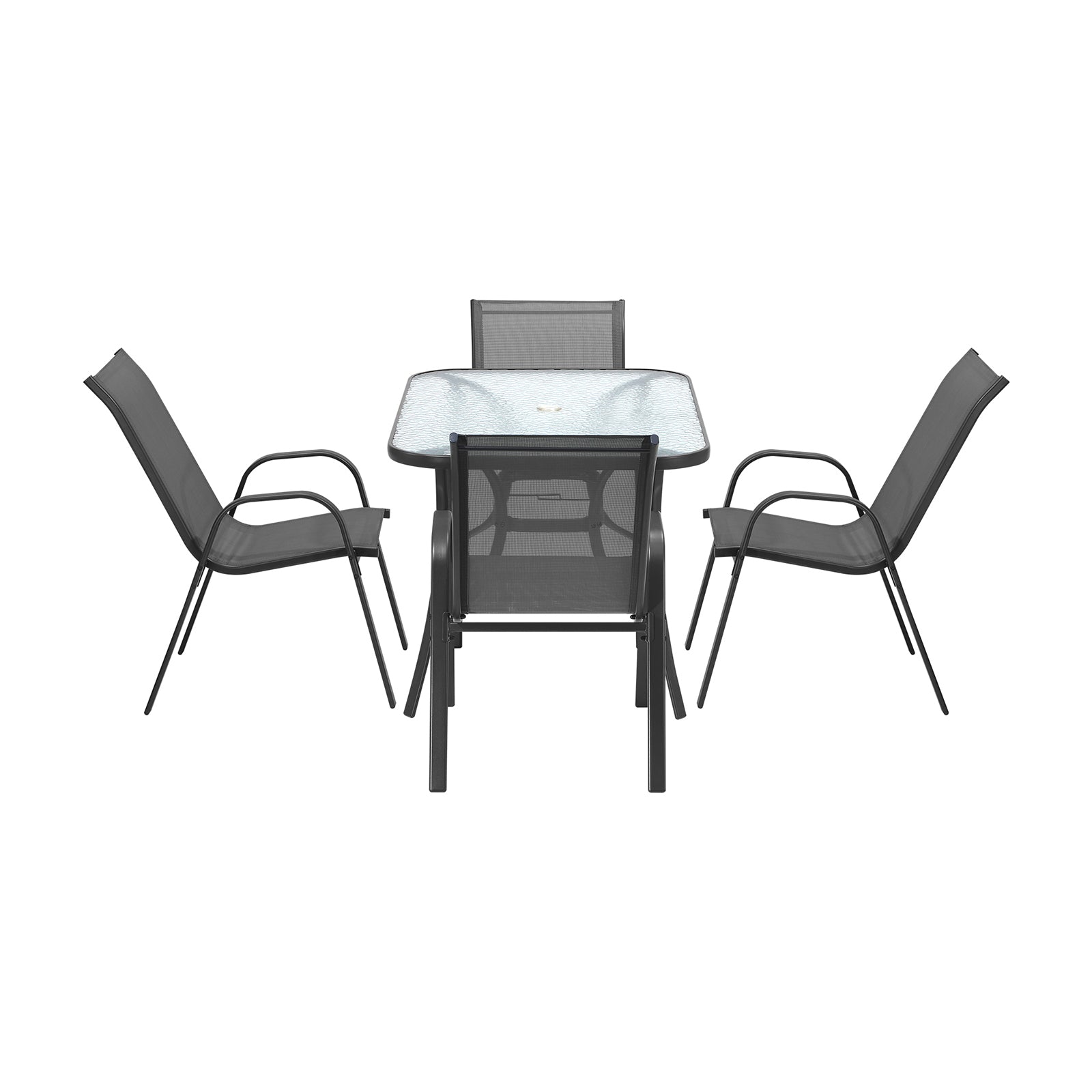 Livsip 5PCS Outdoor Dining Setting 120cm Table Patio Furniture Bistro Set Grey - Sunyee