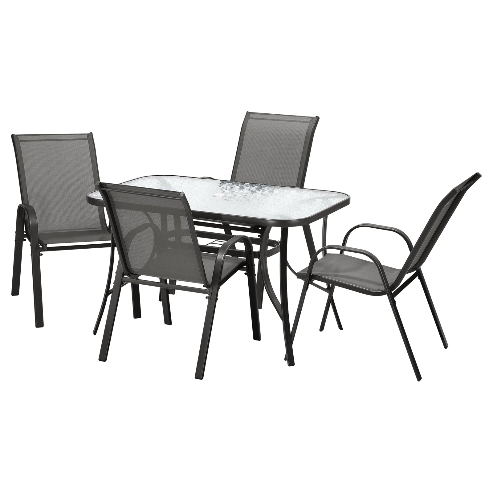 Livsip 5PCS Outdoor Dining Setting 120cm Table Patio Furniture Bistro Set Grey - Sunyee