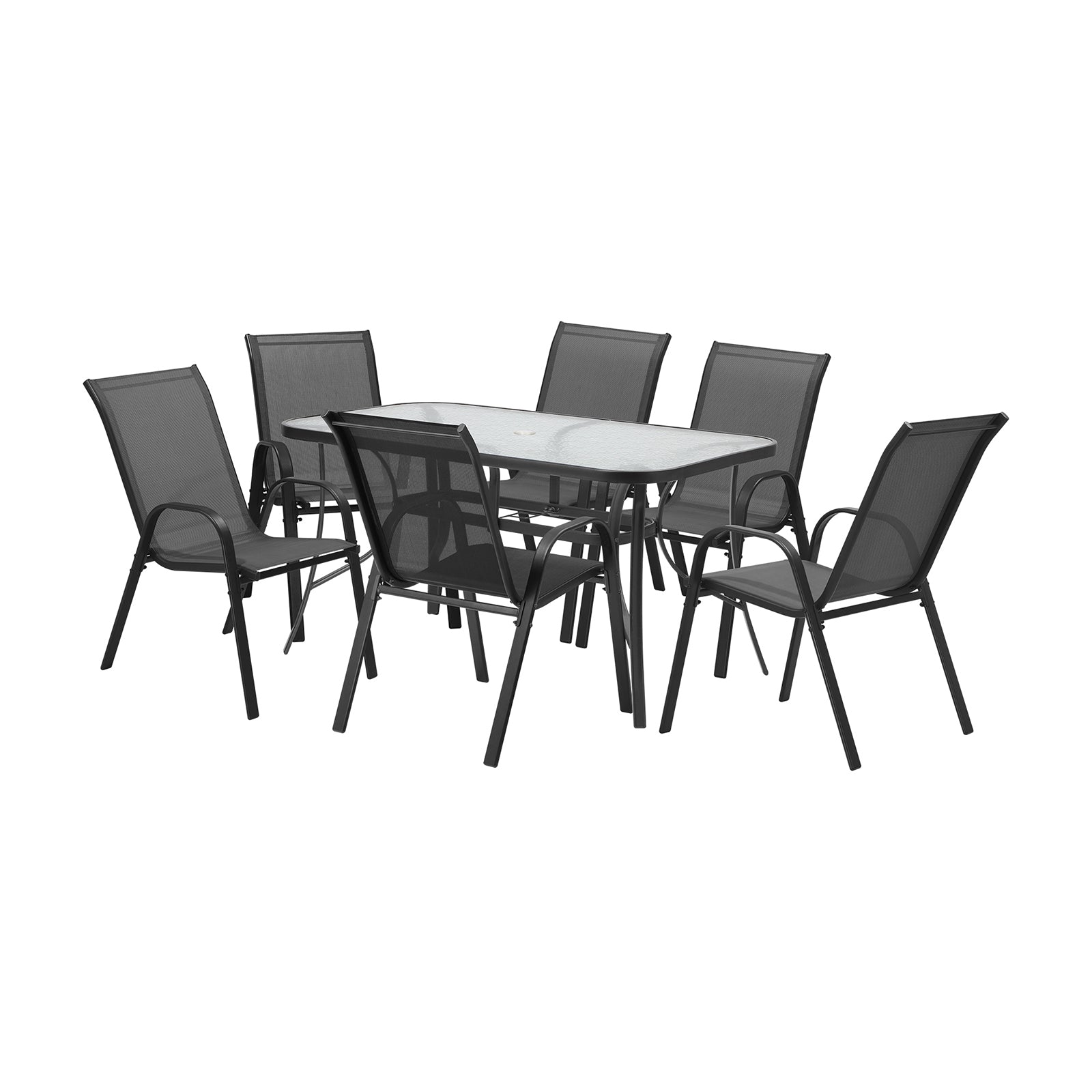 Livsip 7PCS Outdoor Dining Setting 140cm Table Patio Furniture Bistro Set Grey - Sunyee