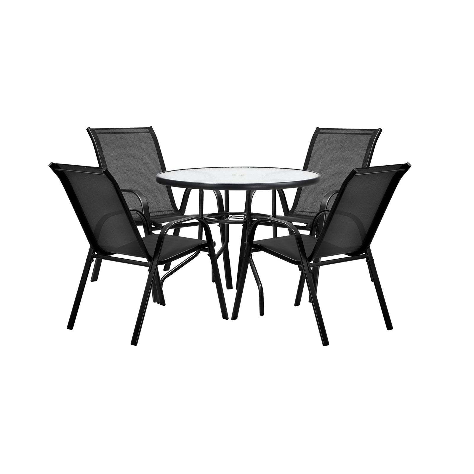 Livsip 5PCS Outdoor Dining Setting 90cm Table Patio Furniture Bistro Set Black - Sunyee