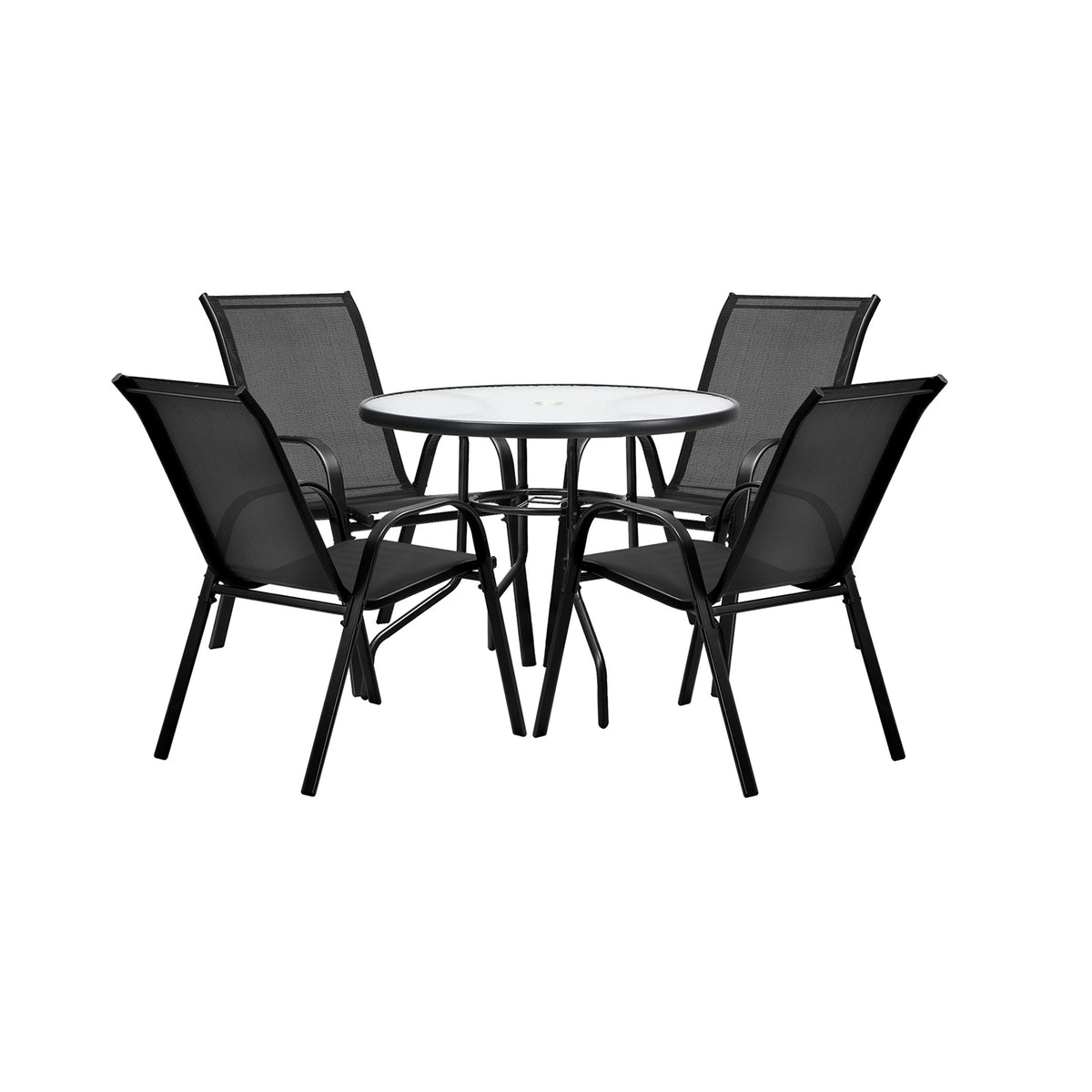 Livsip 5PCS Outdoor Dining Setting 90cm Table Patio Furniture Bistro S