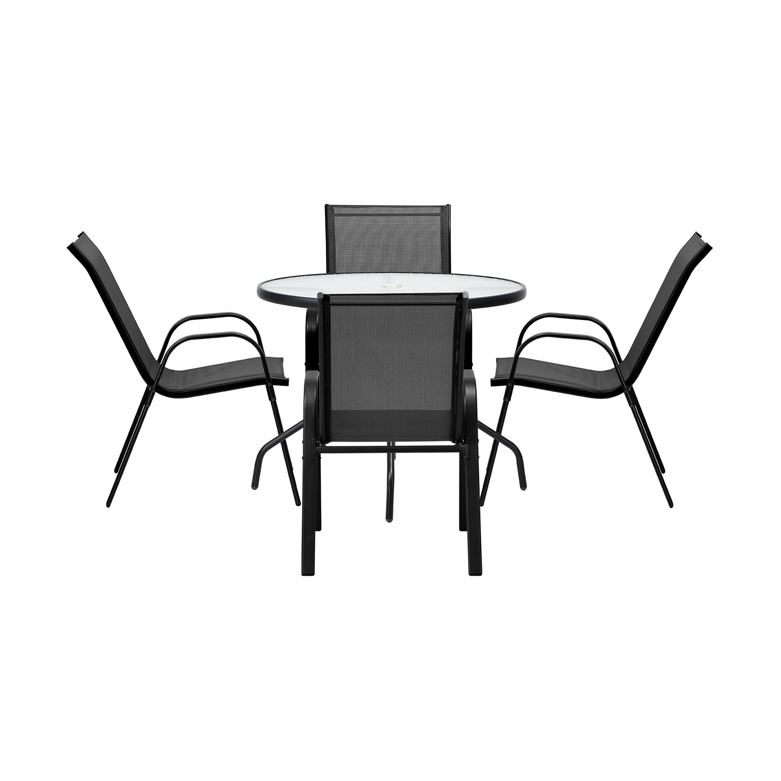 Livsip 5PCS Outdoor Dining Setting 90cm Table Patio Furniture Bistro Set Black - Sunyee