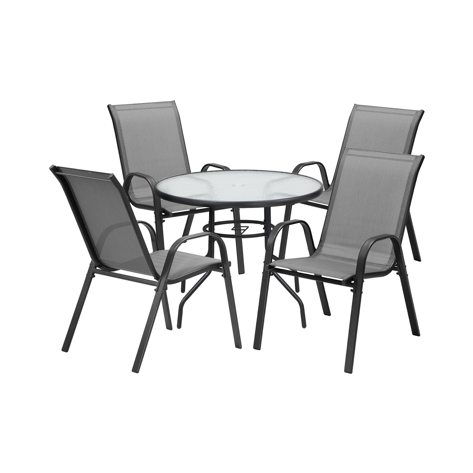 Livsip 5PCS Outdoor Dining Setting 90cm Table Patio Furniture Bistro Set Grey - Sunyee