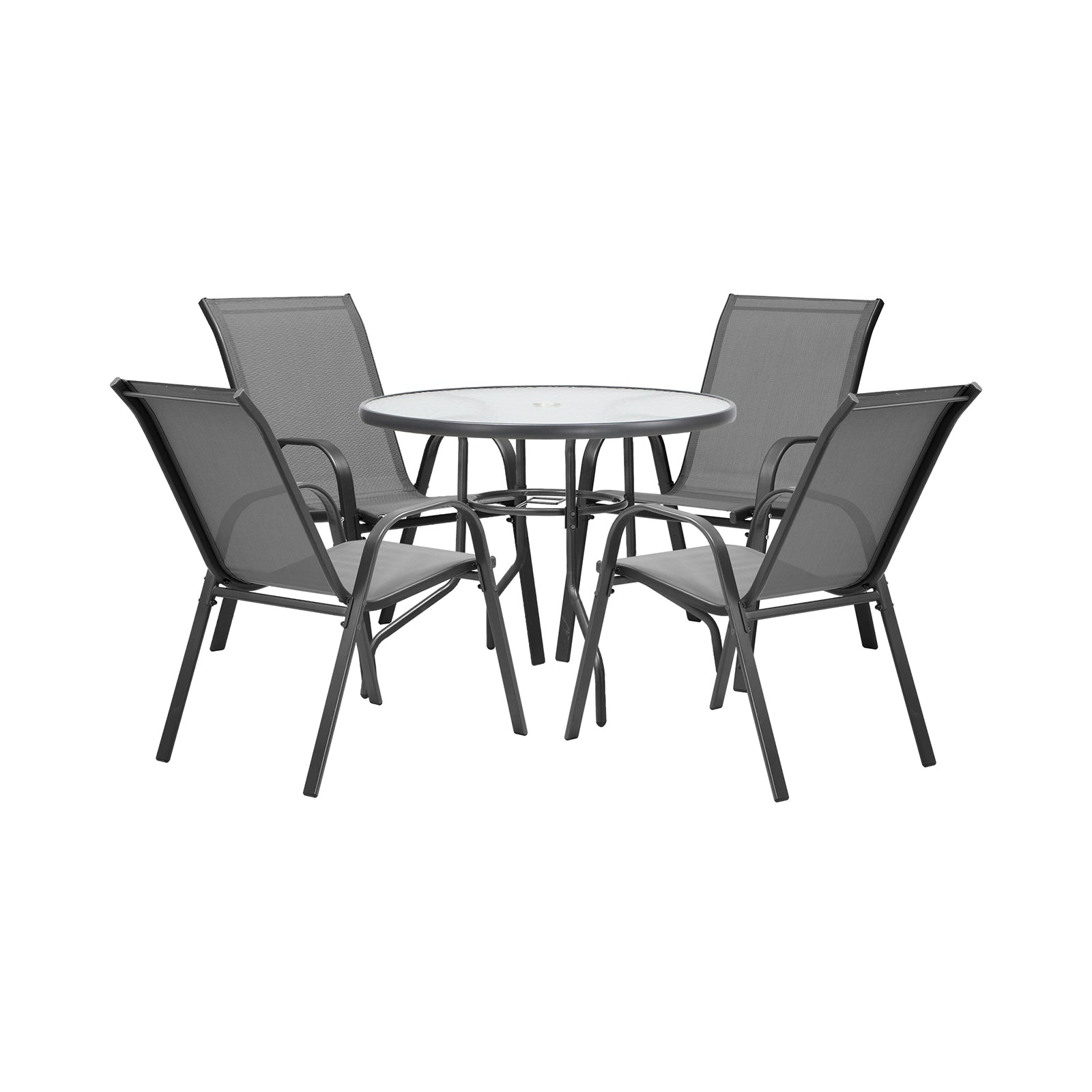 Livsip 5PCS Outdoor Dining Setting 90cm Table Patio Furniture Bistro Set Grey - Sunyee