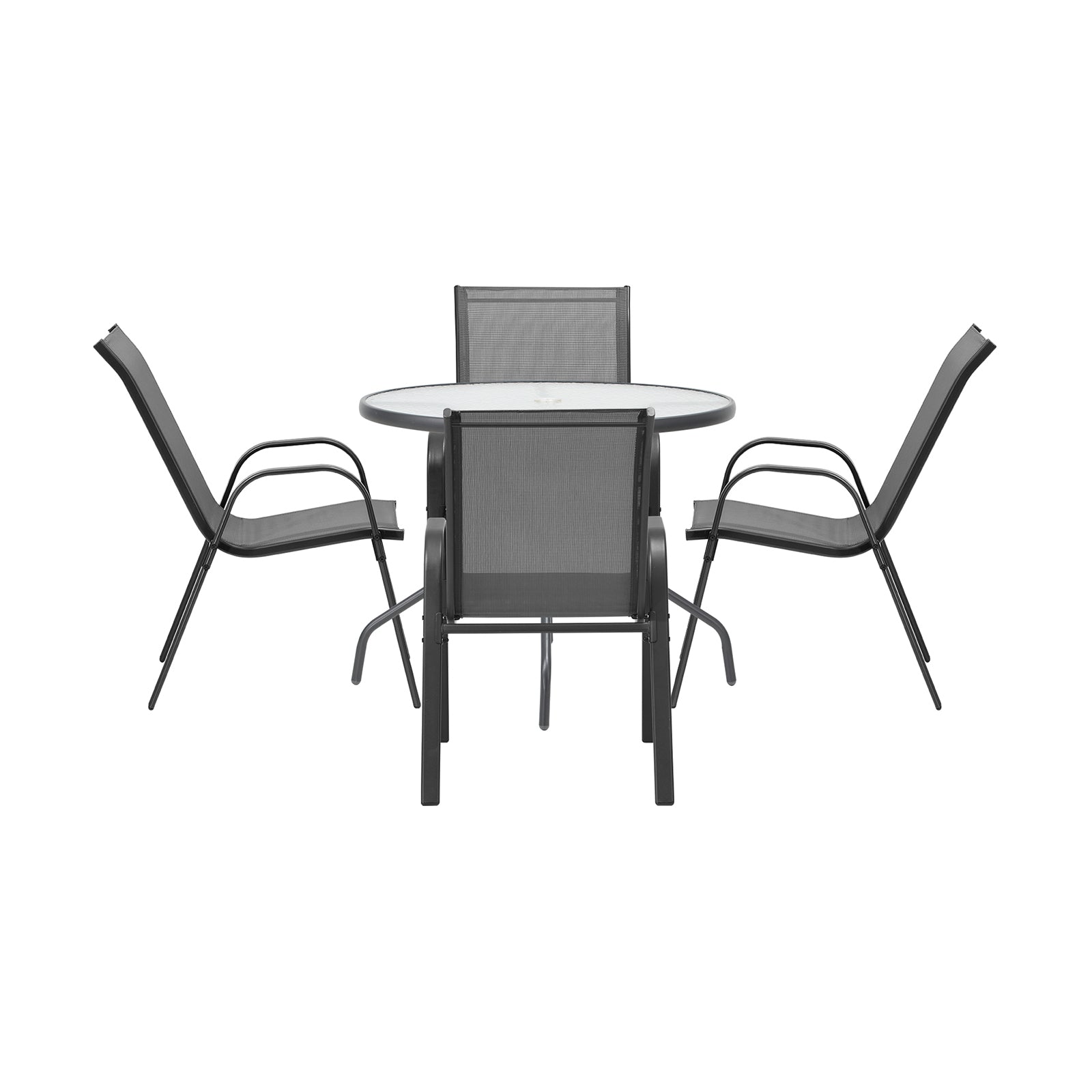 Livsip 5PCS Outdoor Dining Setting 90cm Table Patio Furniture Bistro Set Grey - Sunyee