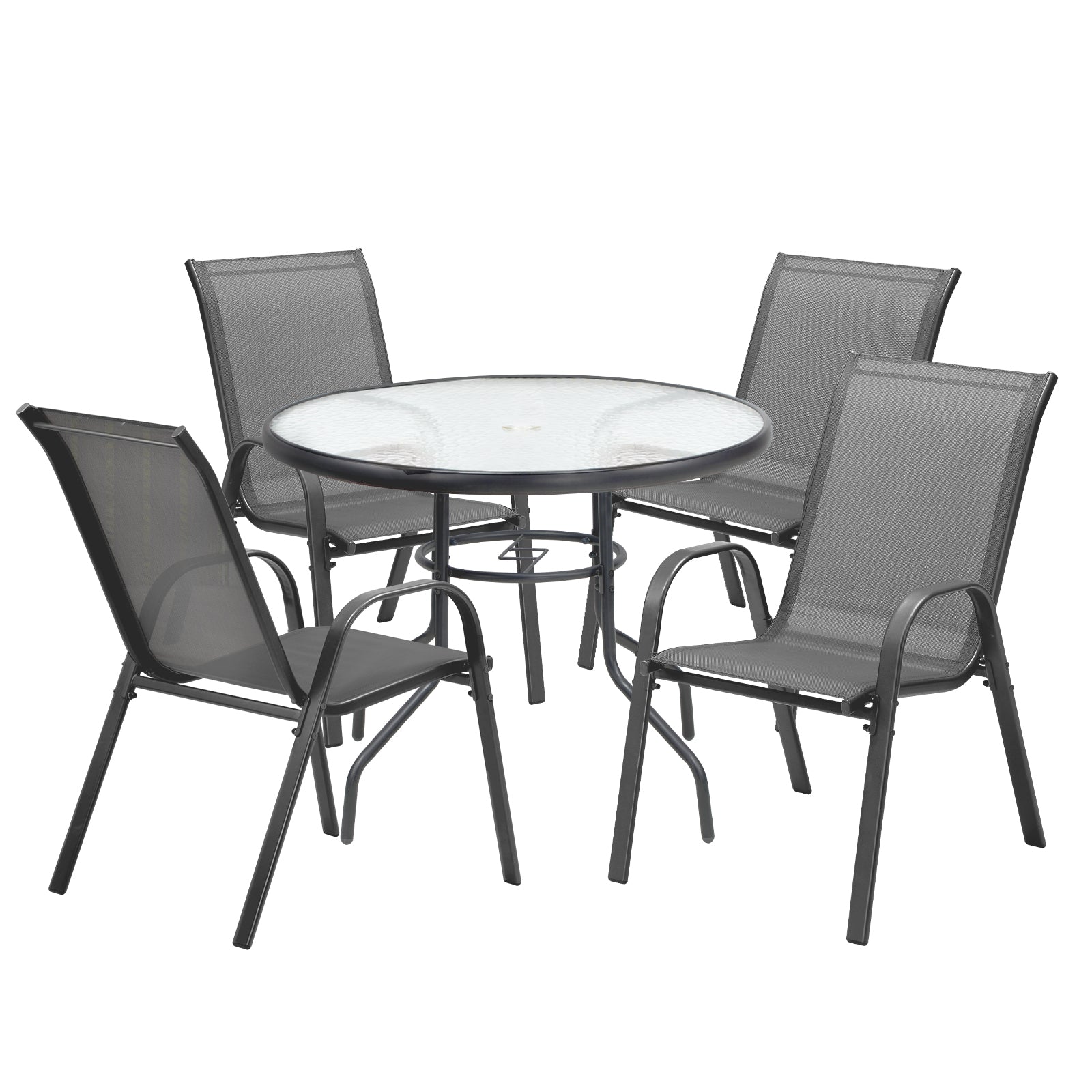Livsip 5PCS Outdoor Dining Setting 90cm Table Patio Furniture Bistro Set Grey - Sunyee