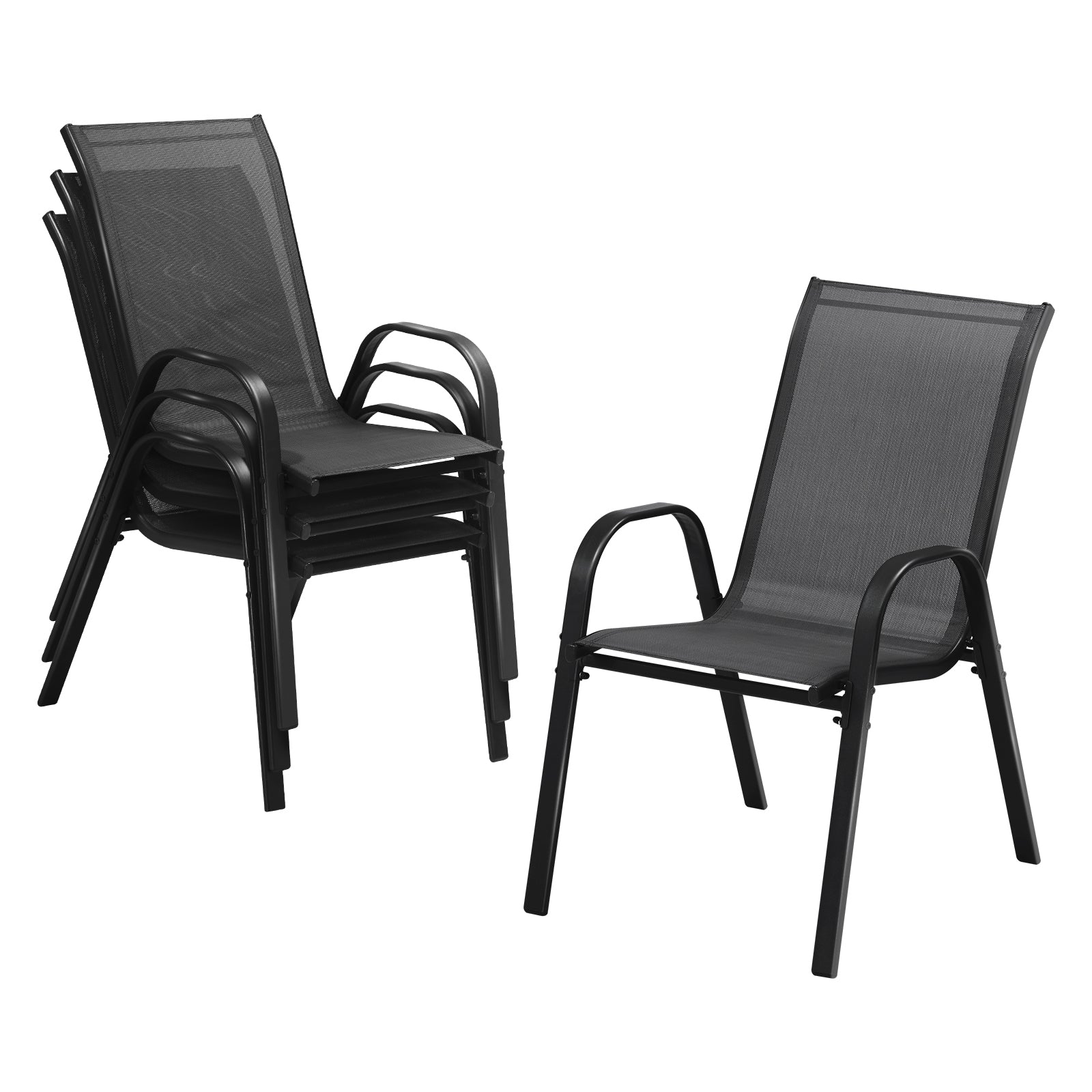 Livsip Outdoor Stackable Chairs Patio Furniture Lounge Chair Bistro Set 4 Piece - Sunyee