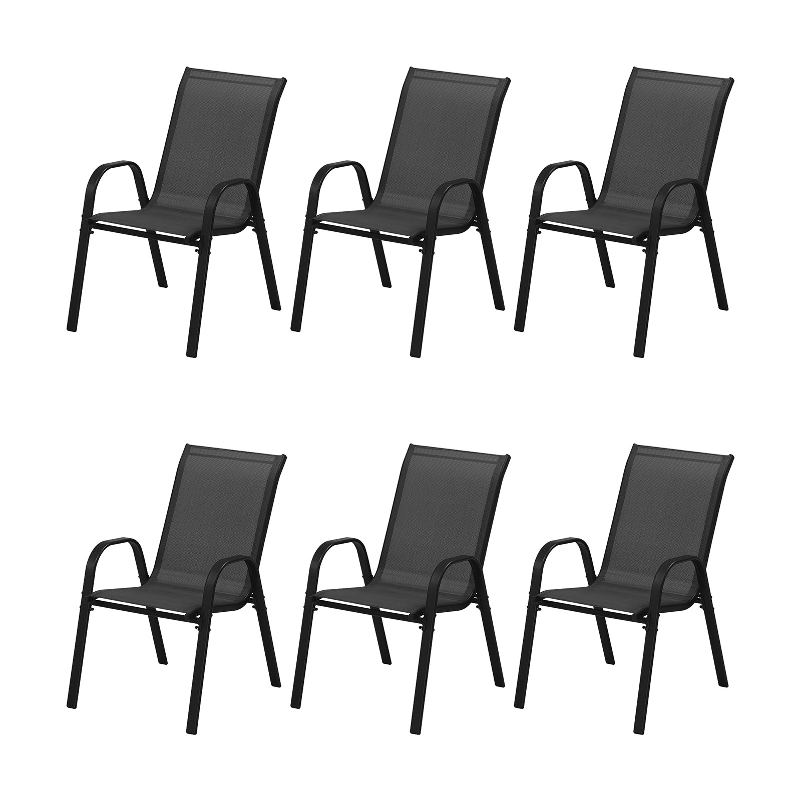 Livsip 6-Piece Outdoor Stackable Chairs Patio Furniture Lounge Chair Bistro Set - Sunyee