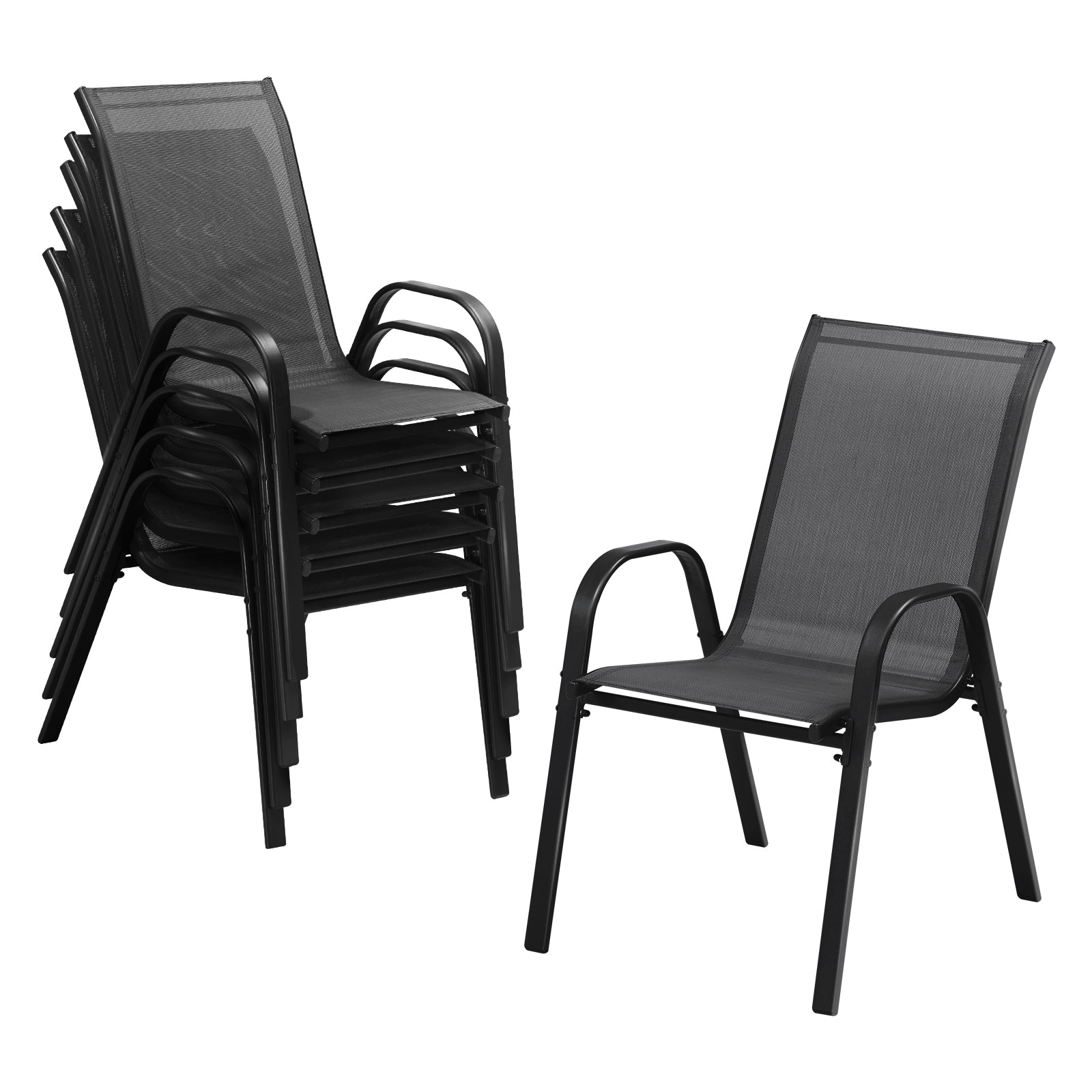 Livsip 6-Piece Outdoor Stackable Chairs Patio Furniture Lounge Chair Bistro Set - Sunyee