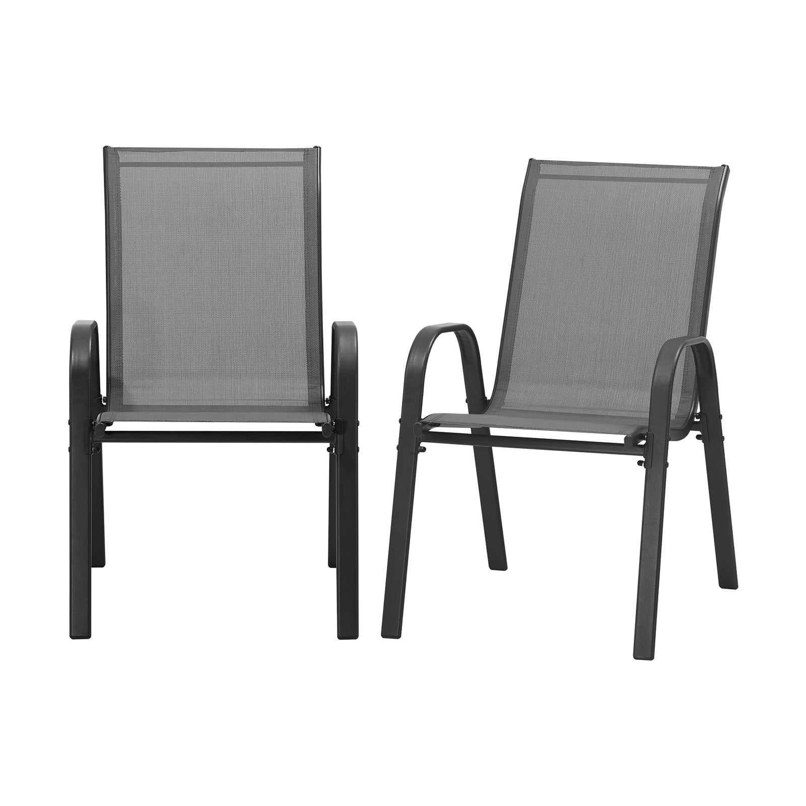 Livsip 2x Outdoor Stackable Chairs Patio Furniture Lounge Chair Bistro Set Grey - Sunyee