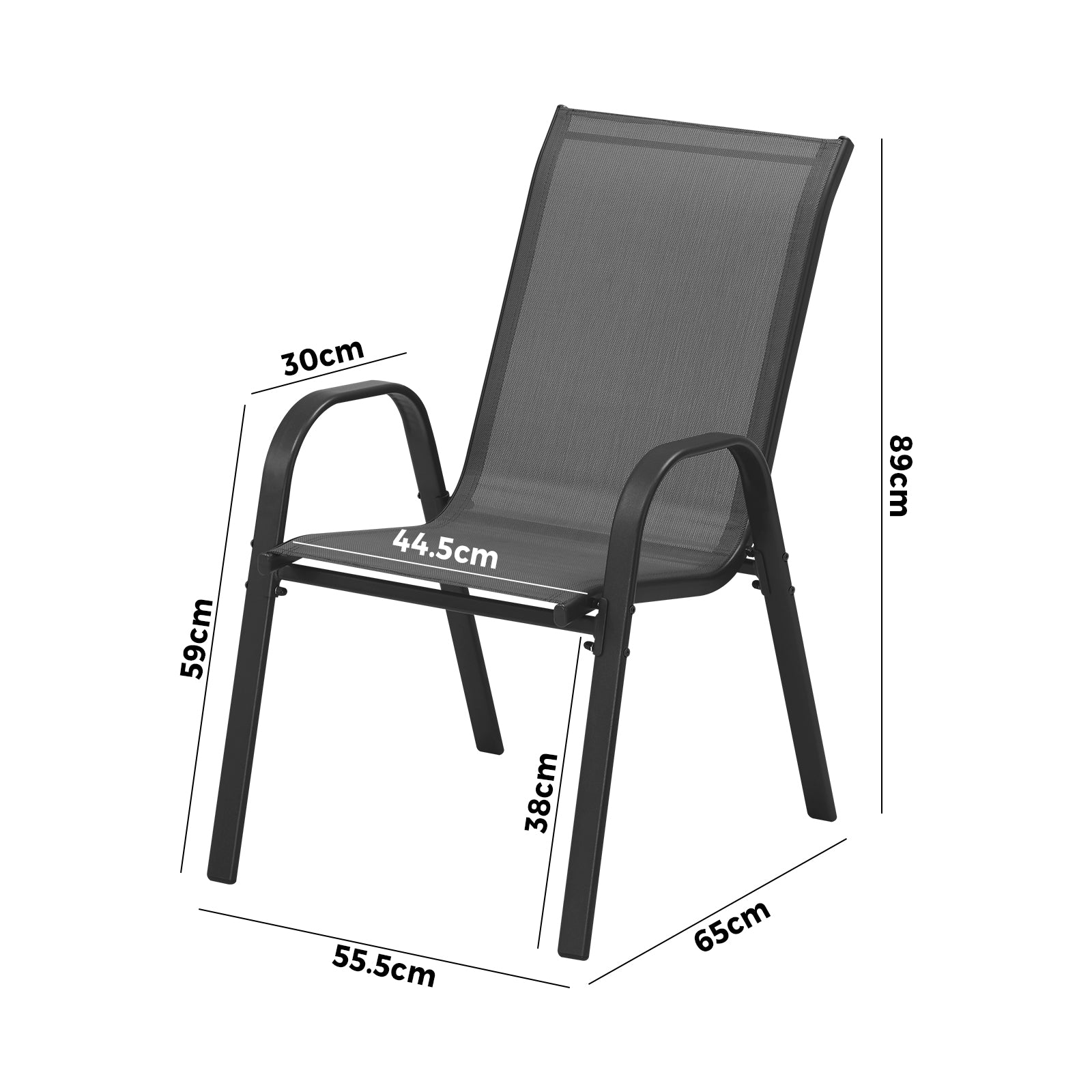 Livsip 2x Outdoor Stackable Chairs Patio Furniture Lounge Chair Bistro Set Grey - Sunyee