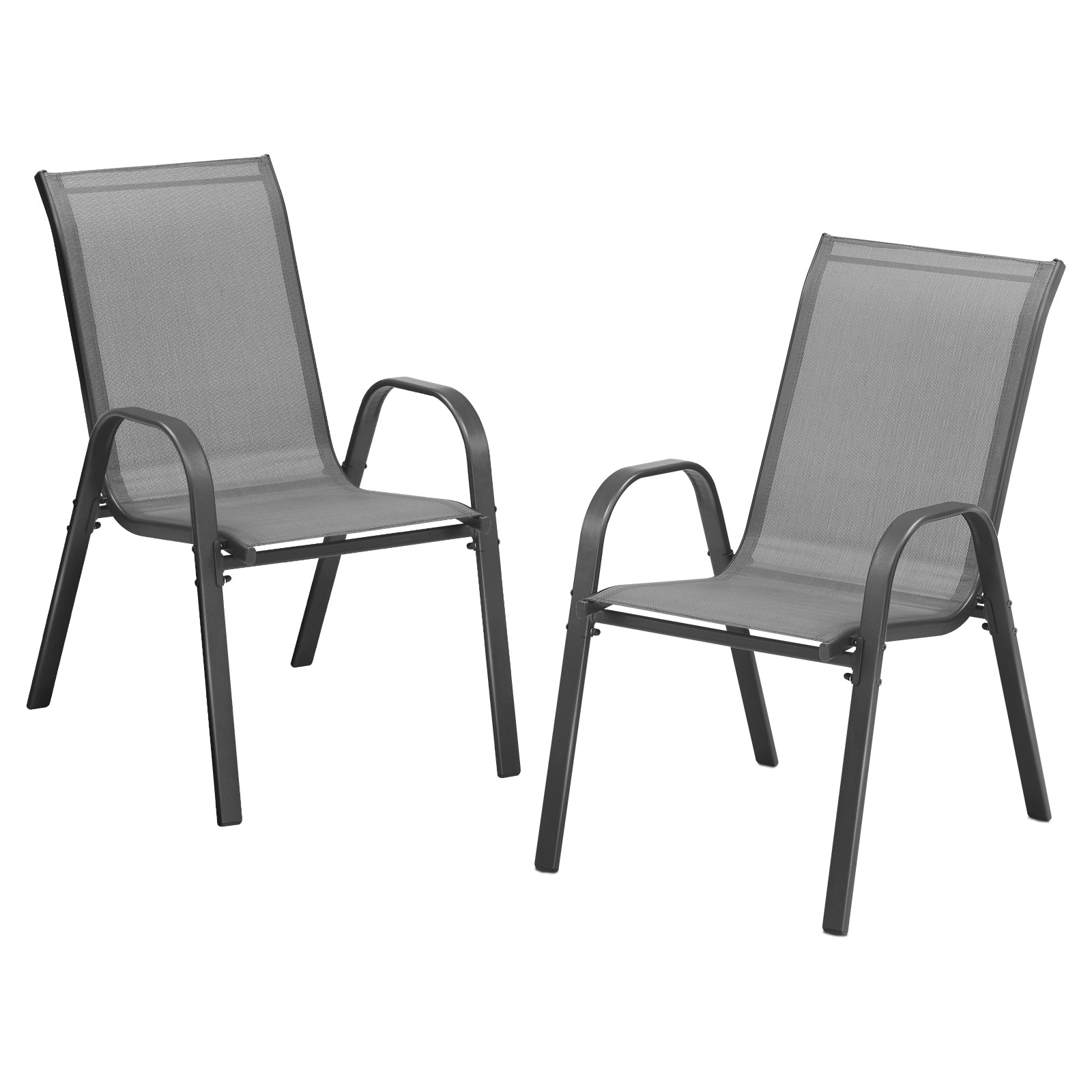 Livsip 2x Outdoor Stackable Chairs Patio Furniture Lounge Chair Bistro Set Grey - Sunyee