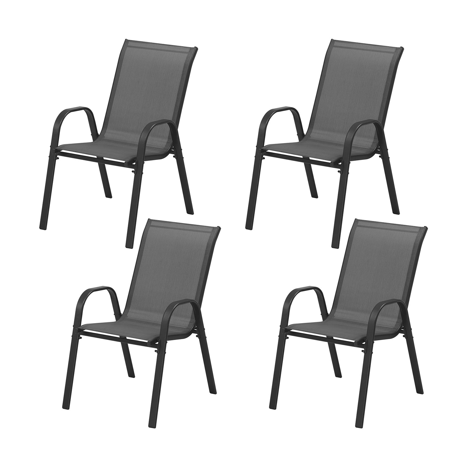 Livsip Outdoor Stackable Chairs Patio Furniture Lounge Chair Bistro Set 4x Grey - Sunyee