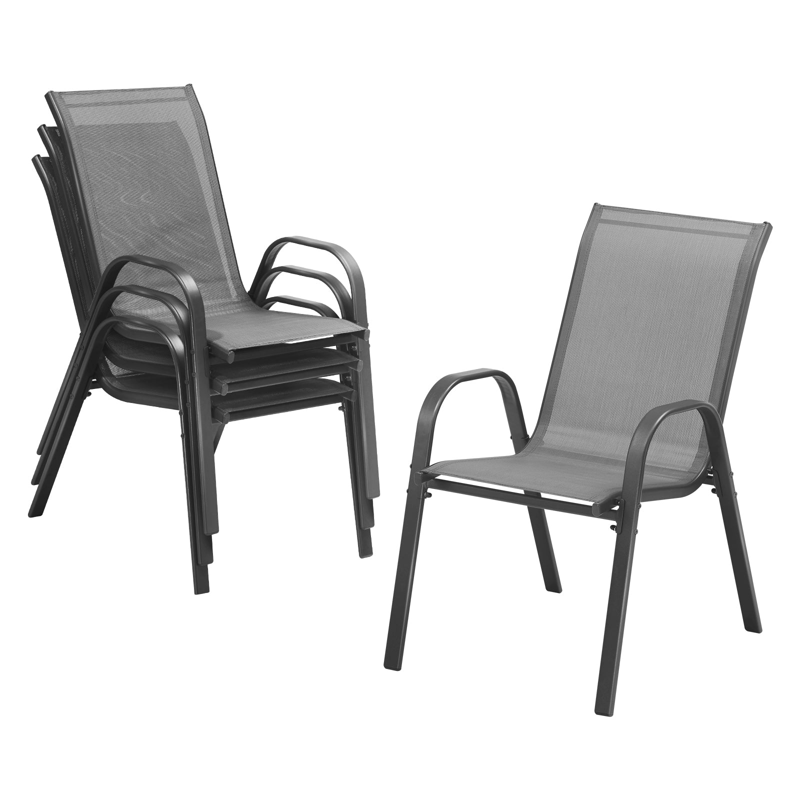 Livsip Outdoor Stackable Chairs Patio Furniture Lounge Chair Bistro Set 4x Grey - Sunyee